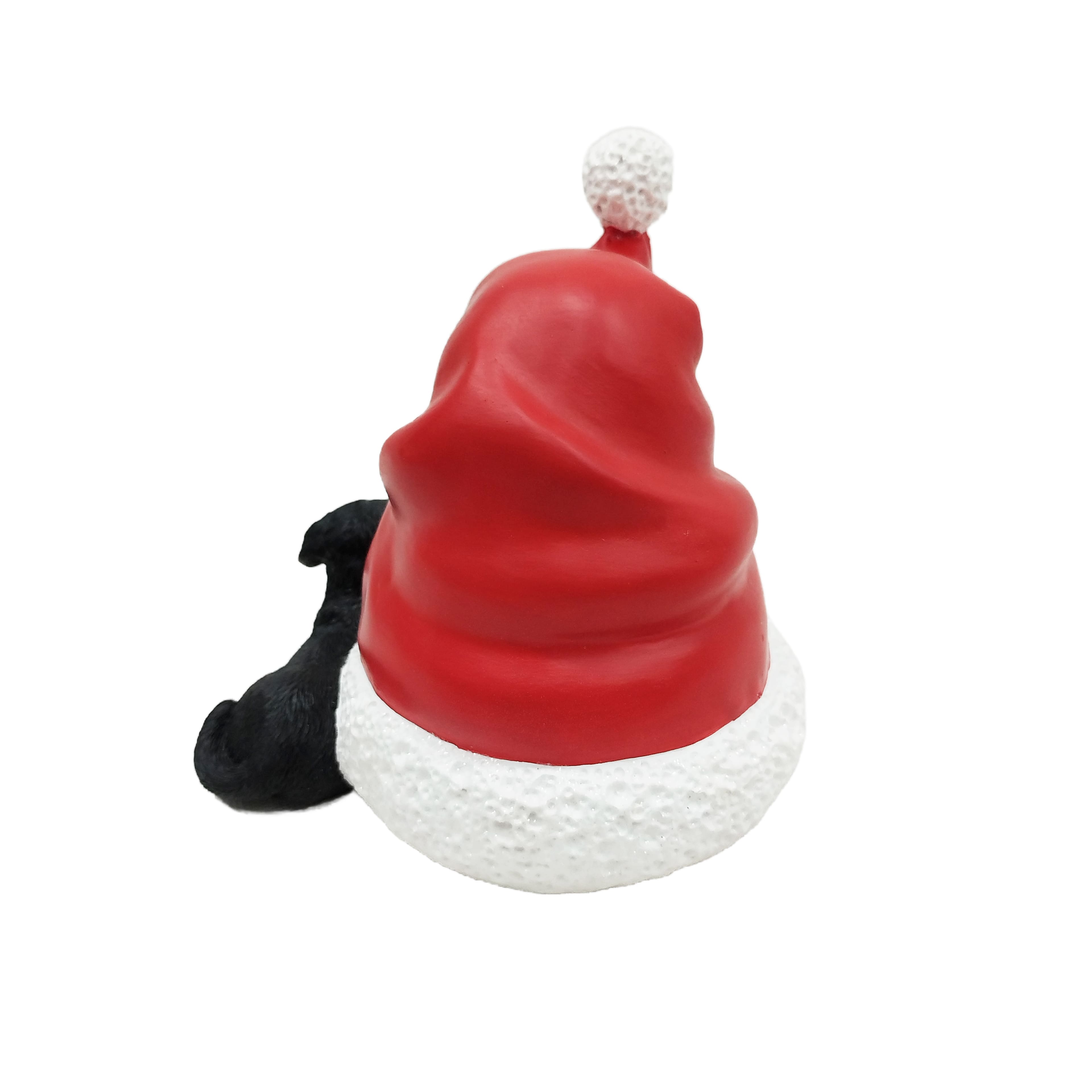 6&#x22; Santa Hat with Black Dog Tabletop D&#xE9;cor by Ashland&#xAE;