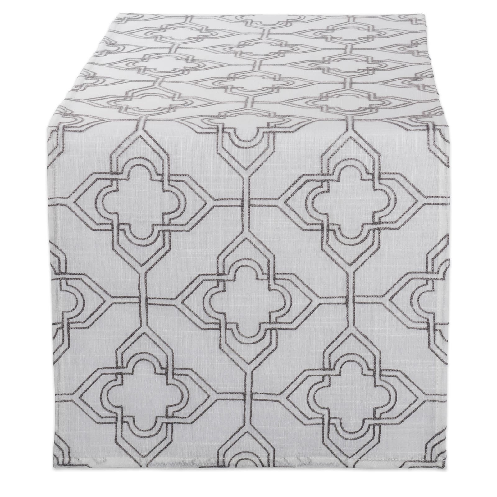 Off White Base Embroidered Lattice Table Runner