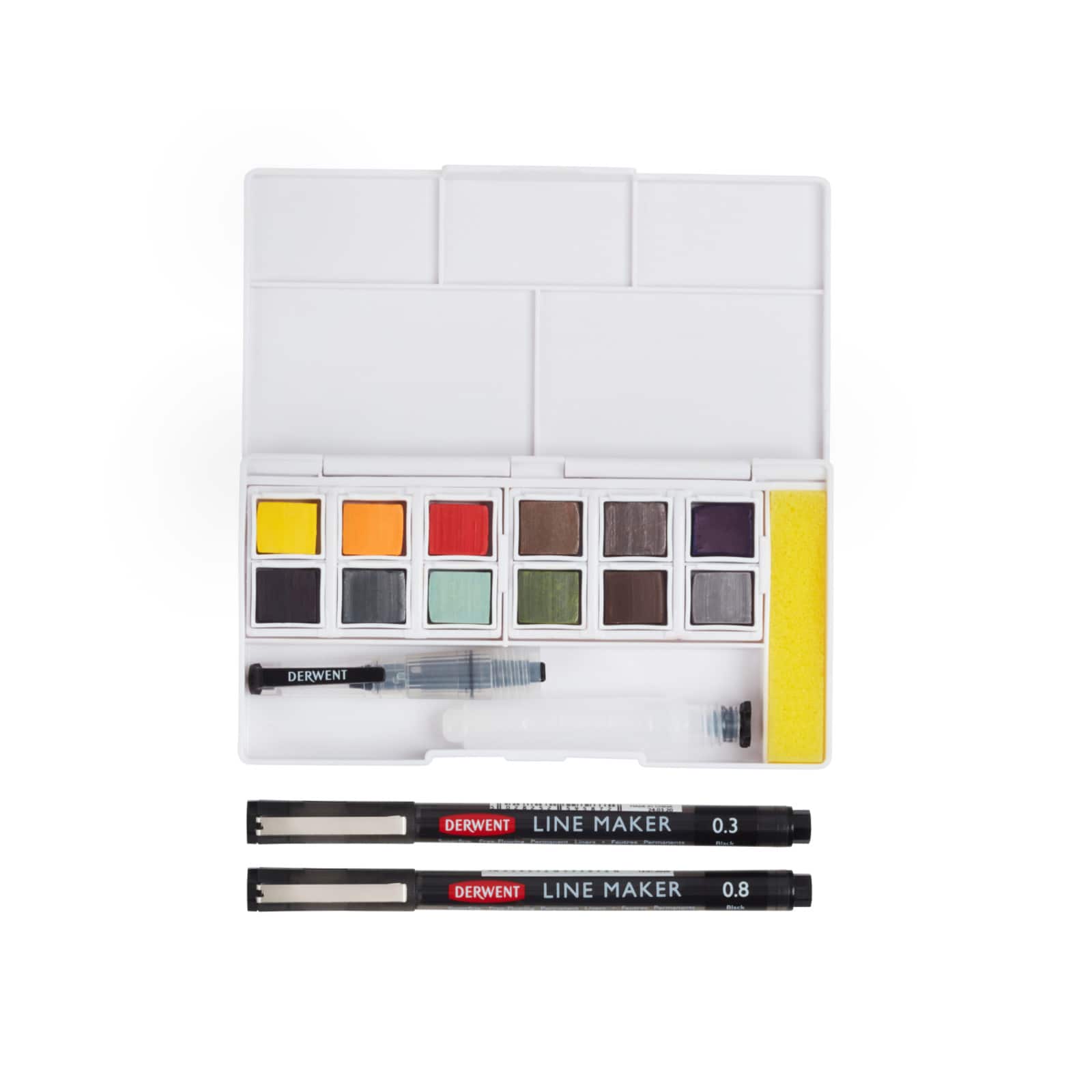 Derwent Line &#x26; Wash Paint Pan 12 Color Set