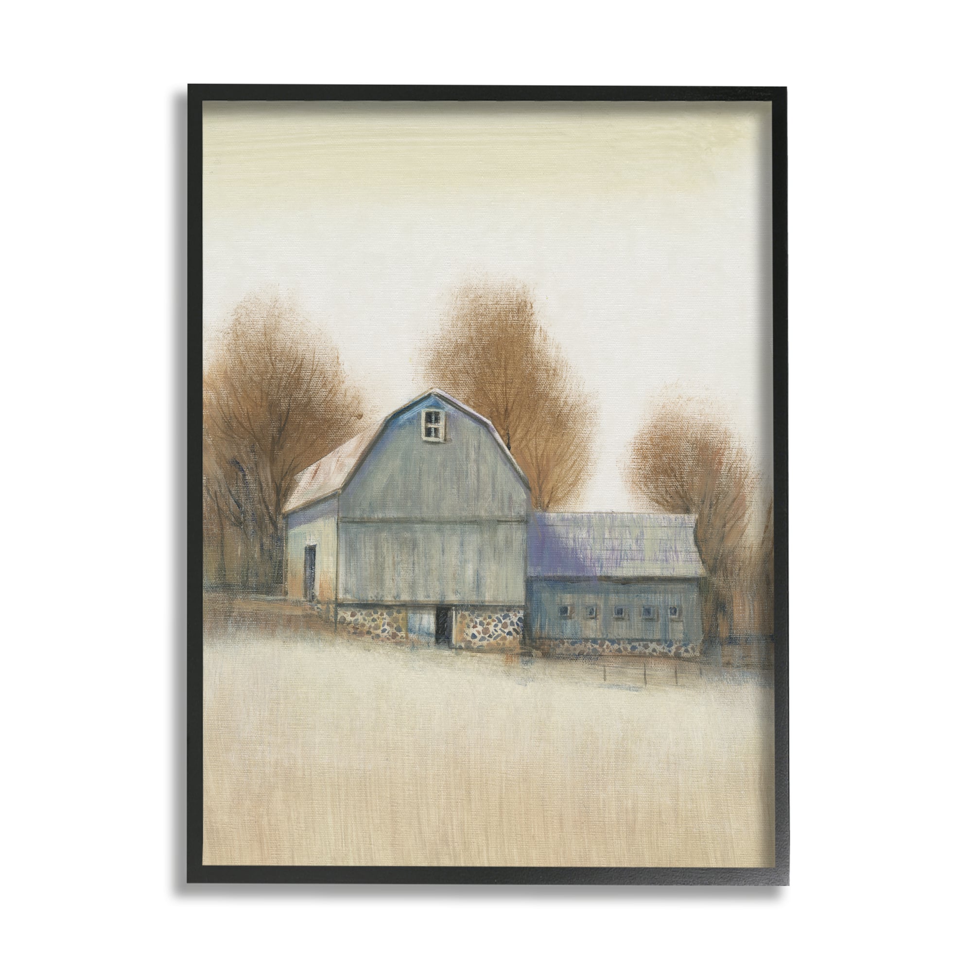 Stupell Industries Vintage Farm Barn Stable Neutral Autumn Tones in Black Frame Wall Art
