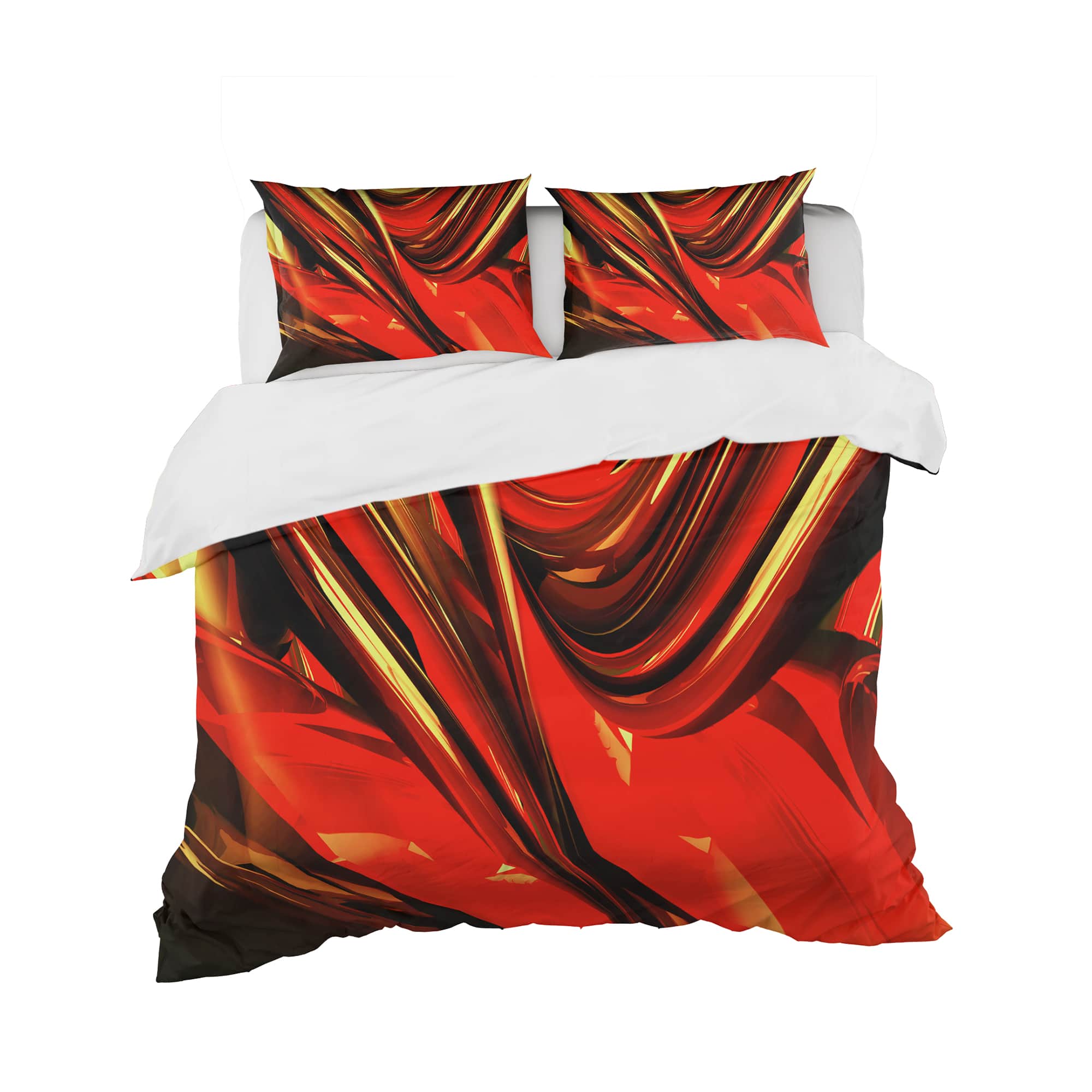 Designart &#x27;Fire Lines Red Abstract&#x27; Modern &#x26; Contemporary Bedding Set - Duvet Cover &#x26; Shams