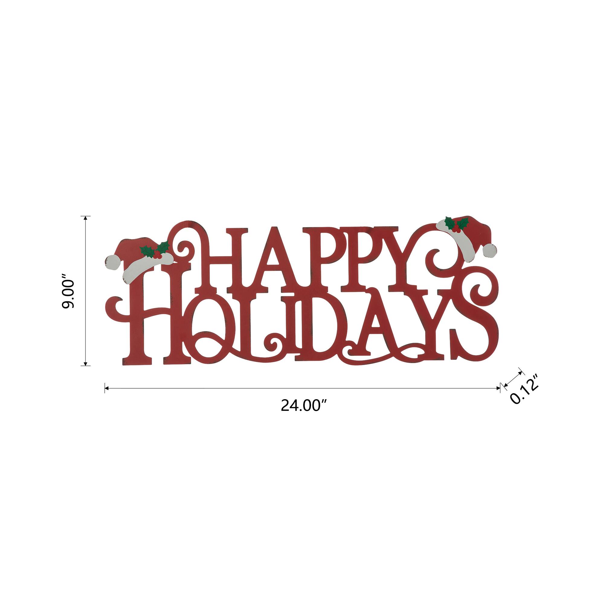 Glitzhome&#xAE; 24&#x27;&#x27; HAPPY HOLIDAYS Metal Christmas Wall D&#xE9;cor