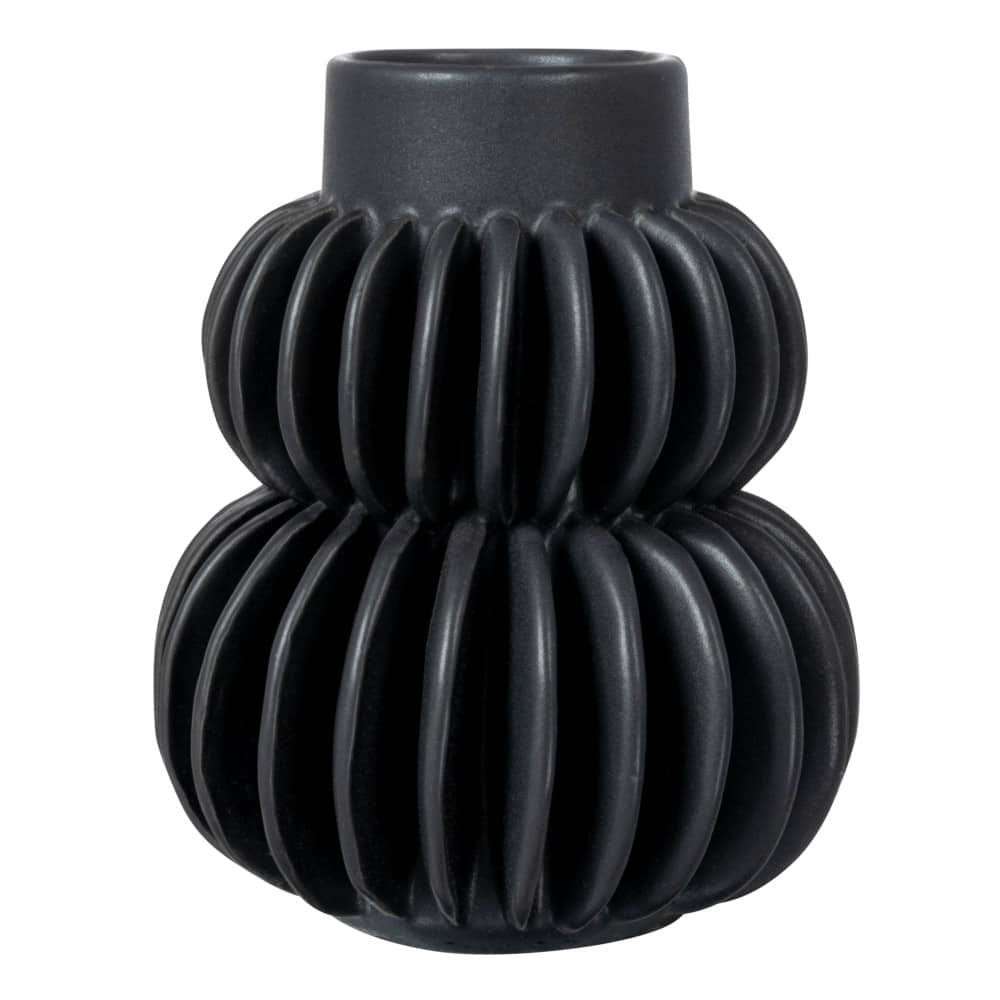 Hello Honey&#xAE; Bloomingville 5.5&#x22; Black Modern Pleated Stoneware Vase