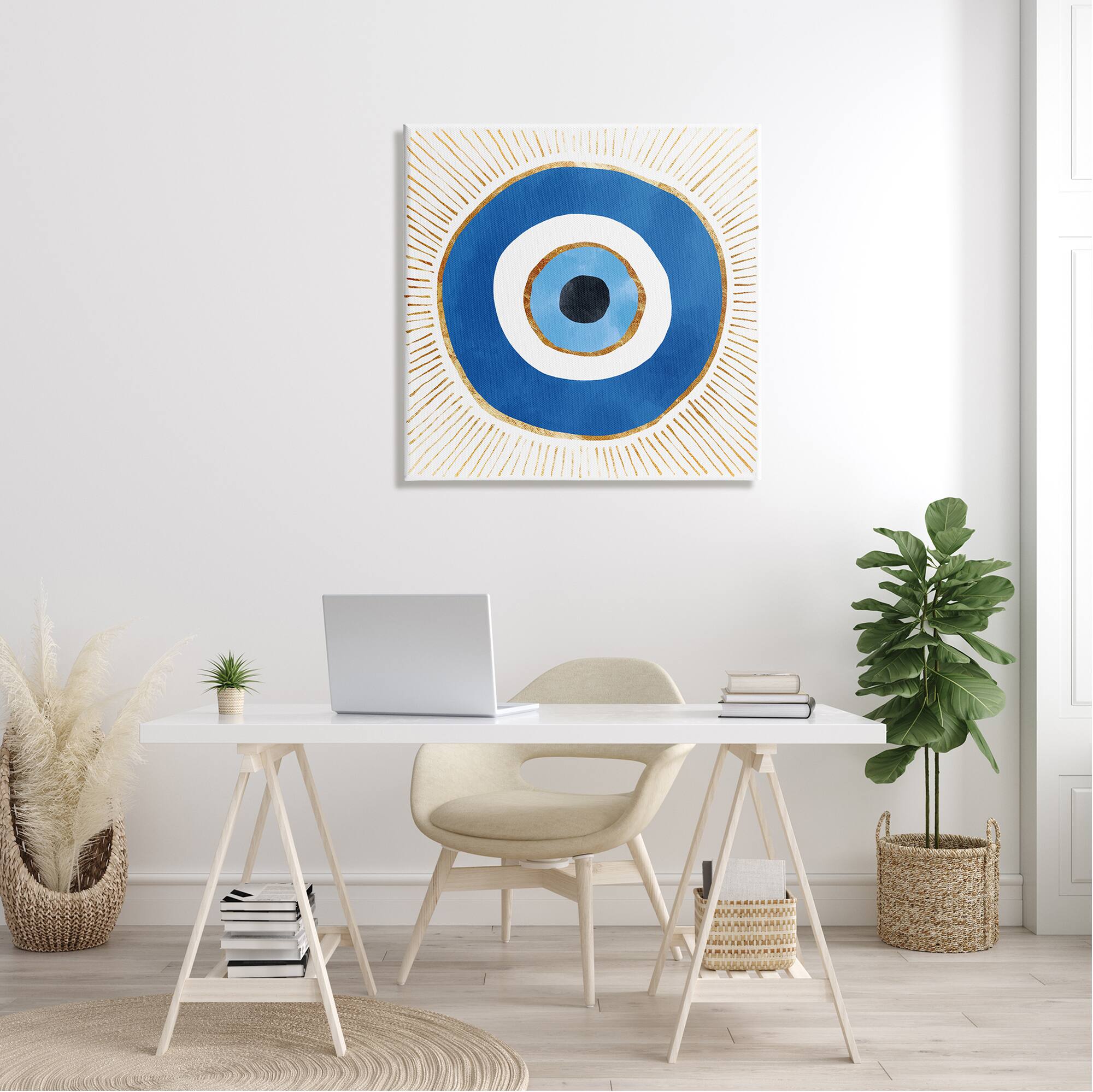 Stupell Industries Evil Eye Symbol Striped Rays Canvas Wall Art