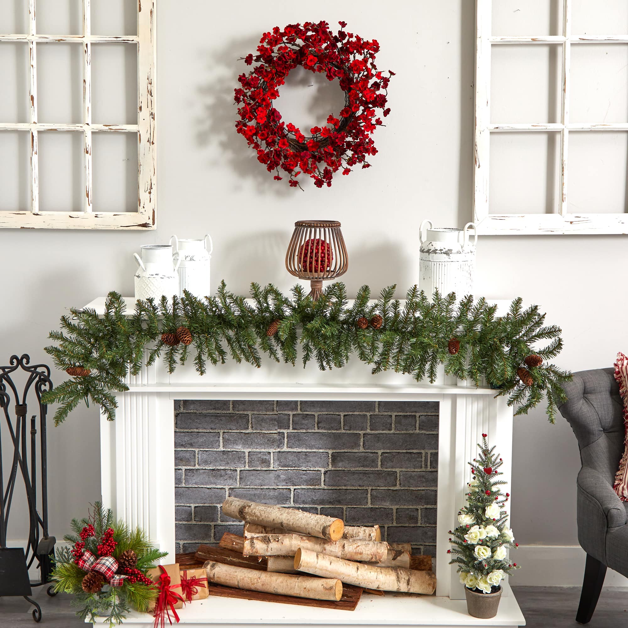 24" Plum Blossom Wreath