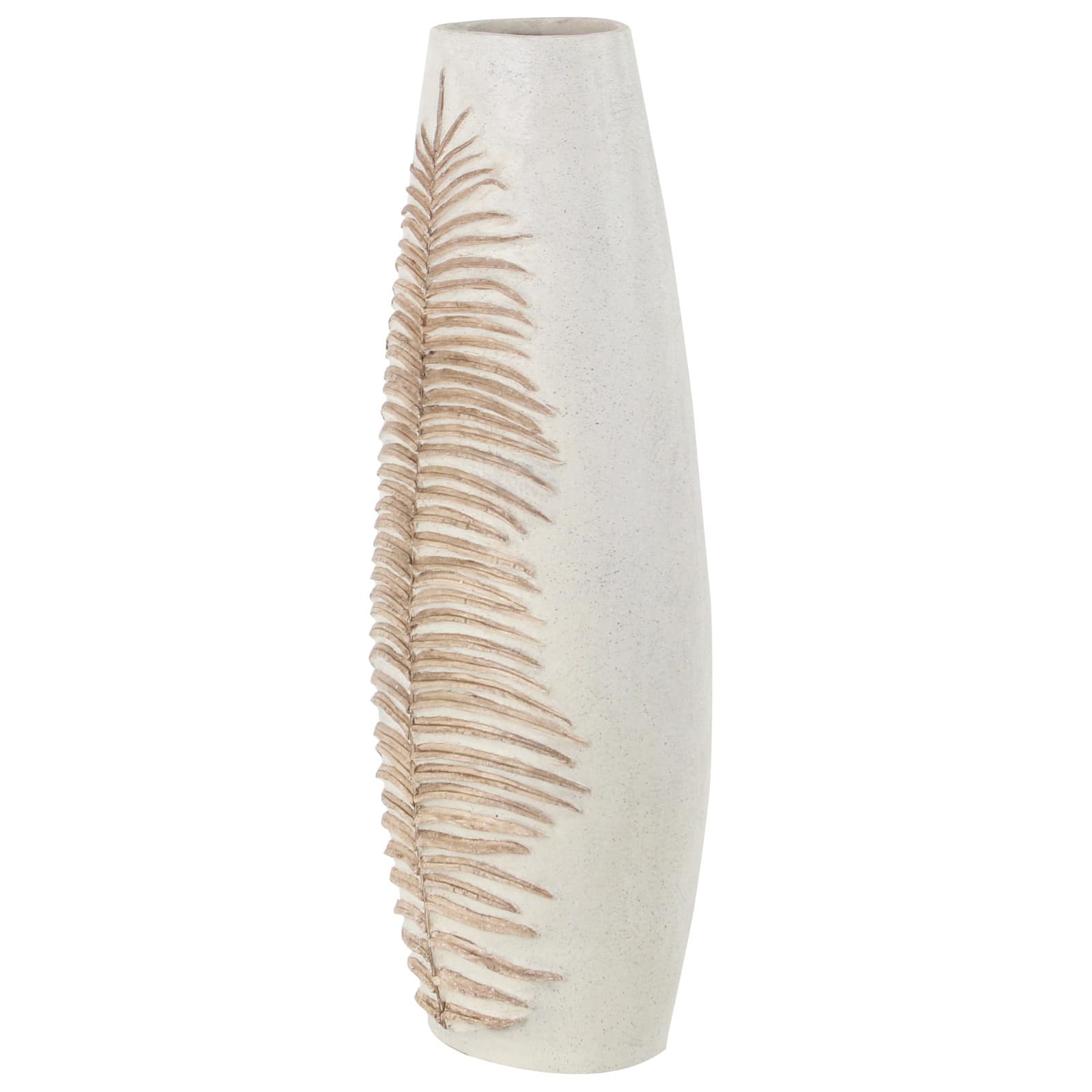 White Polystone Boho Style Vase, 25" x 9" x 8"