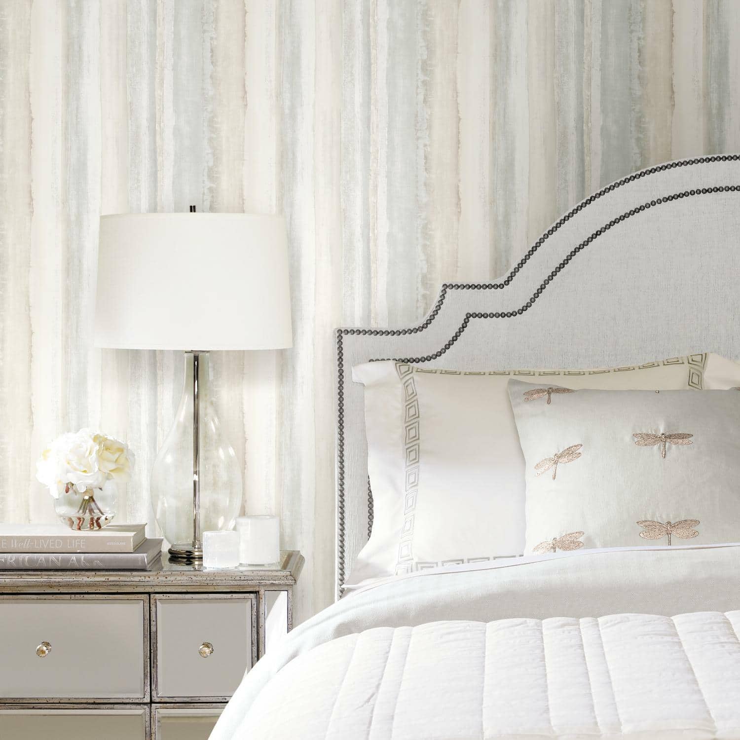 RoomMates Tan Watercolor Stripe Peel & Stick Wallpaper