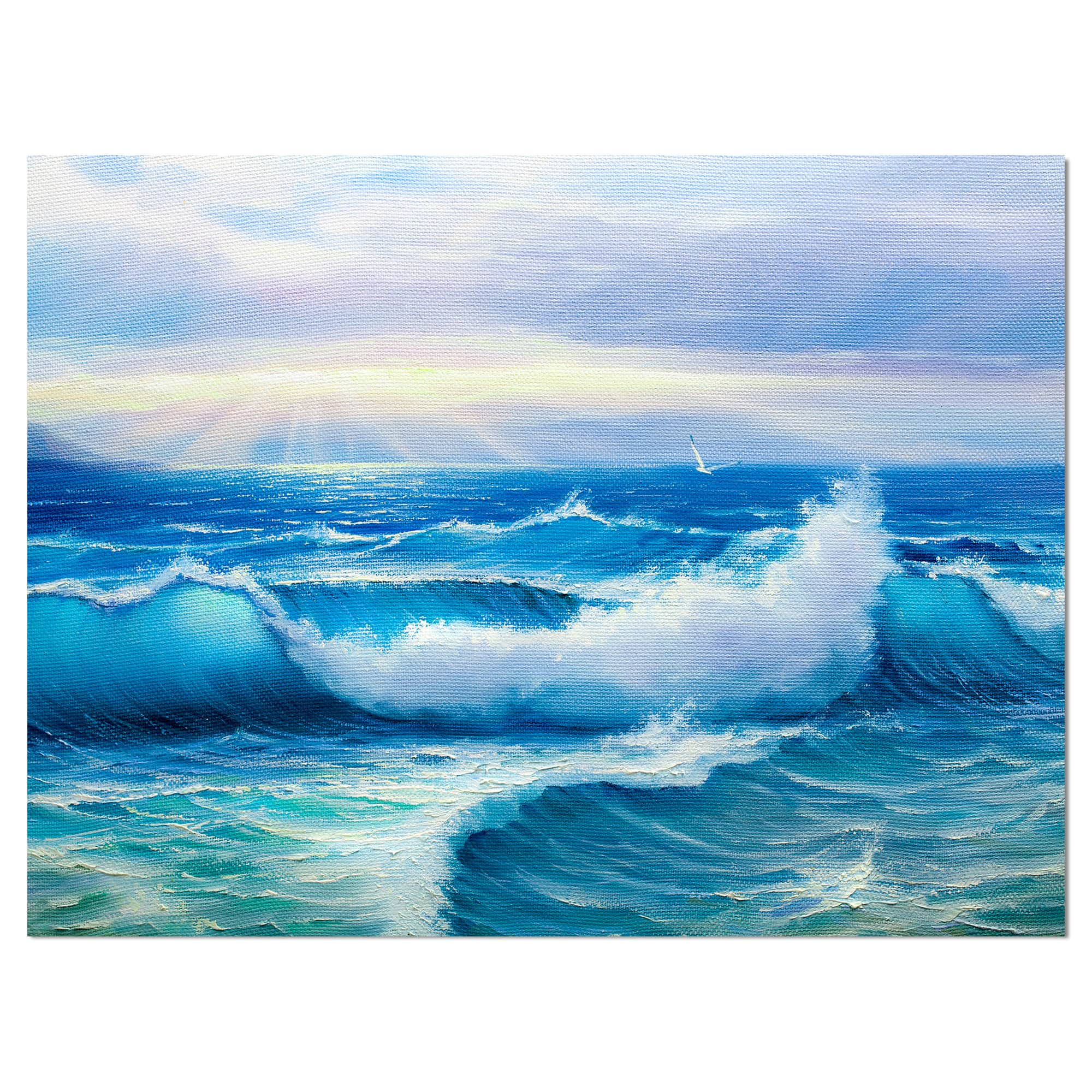 Designart - Sea Wave - Sea &#x26; Shore Painting Print on Wrapped Canvas