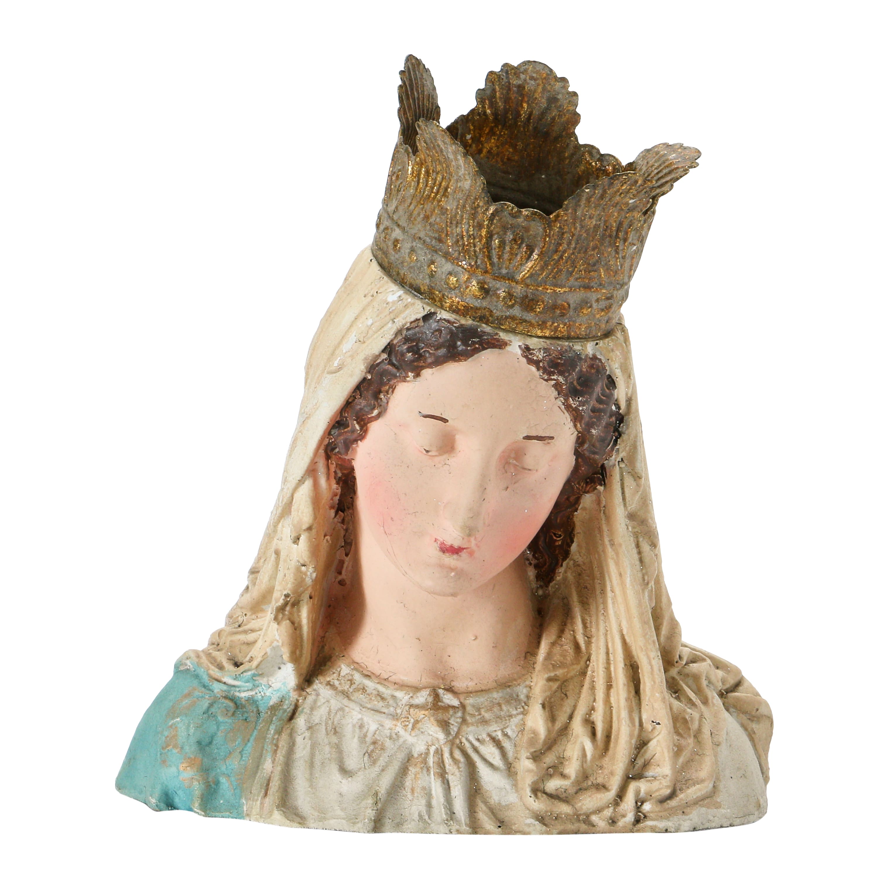 8&#x22; Magnesia Virgin Mary Bust with Removable Crown