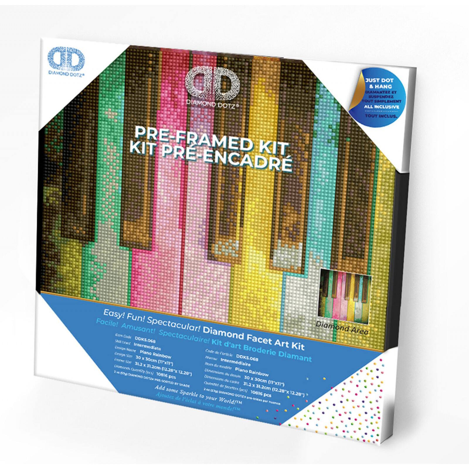 Diamond Dotz&#xAE; Intermediate Piano Rainbow with Frame Diamond Painting Kit