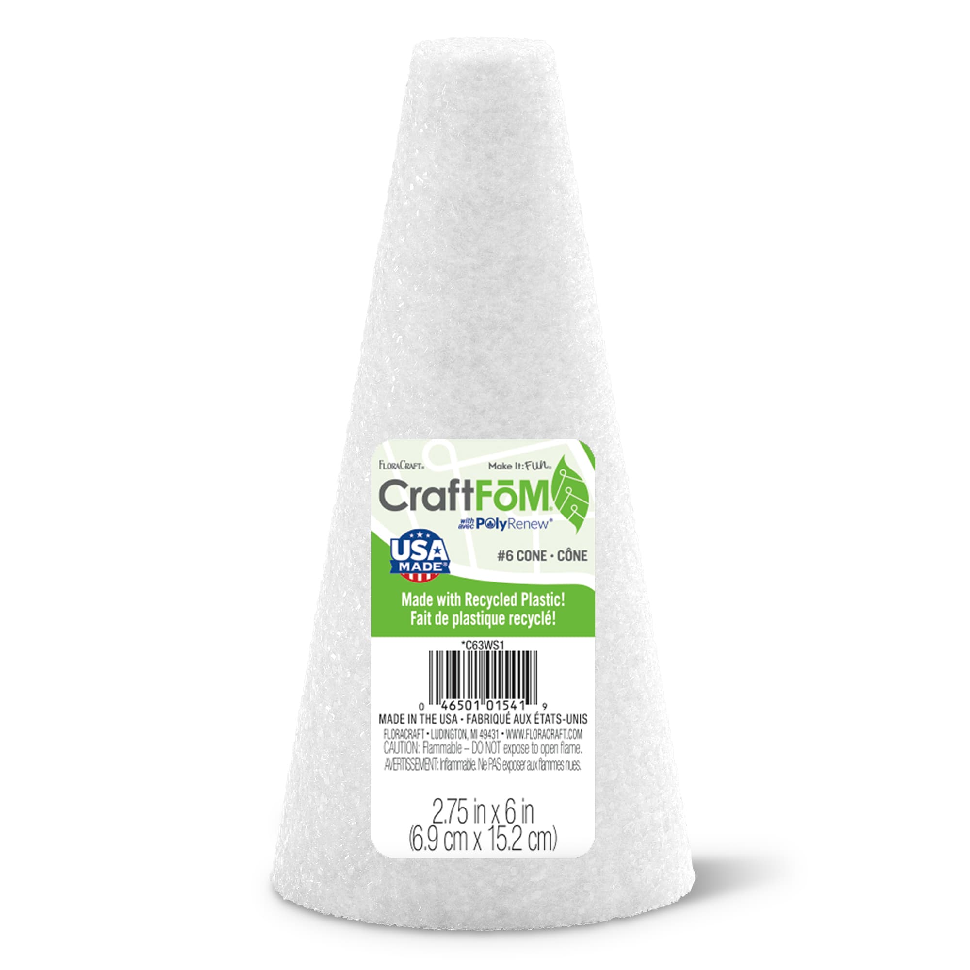 36 Pack: FloraCraft® CraftFōM Cone White, 2.75" x 6"