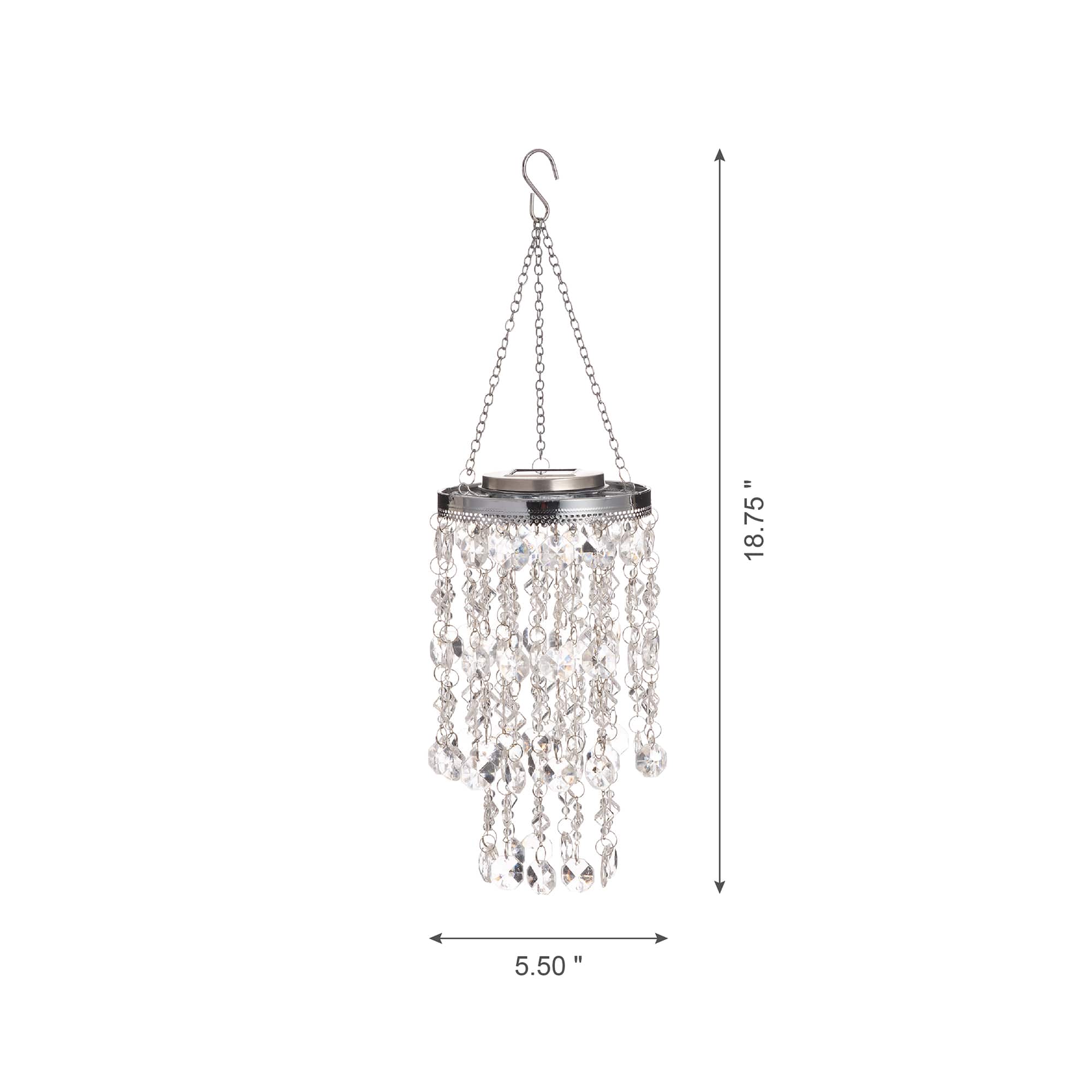 Glitzhome® 19" Solar Lighted Transparent Jewel Beaded Hanging Décor