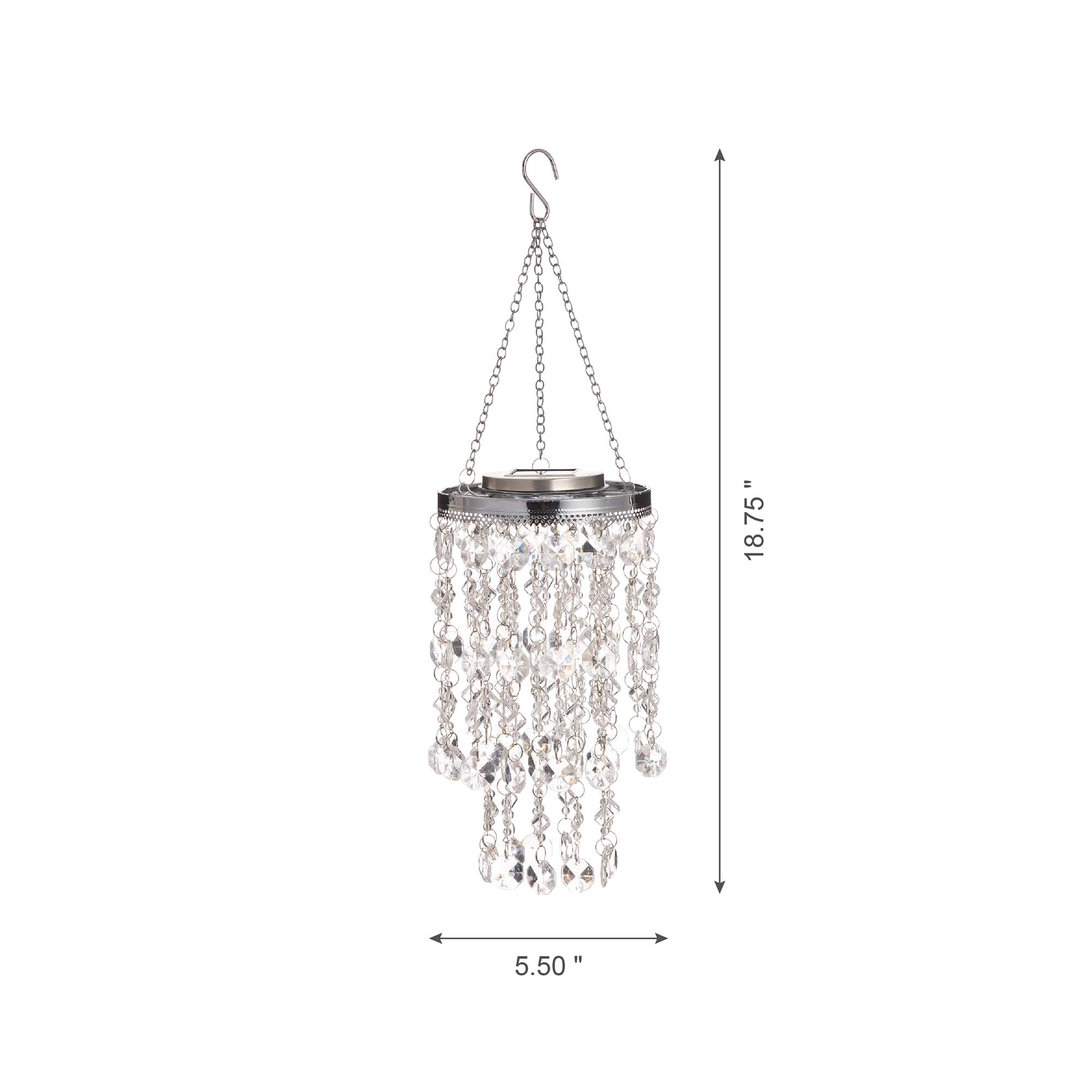 Glitzhome&#xAE; 19&#x22; Solar Lighted Transparent Jewel Beaded Hanging D&#xE9;cor