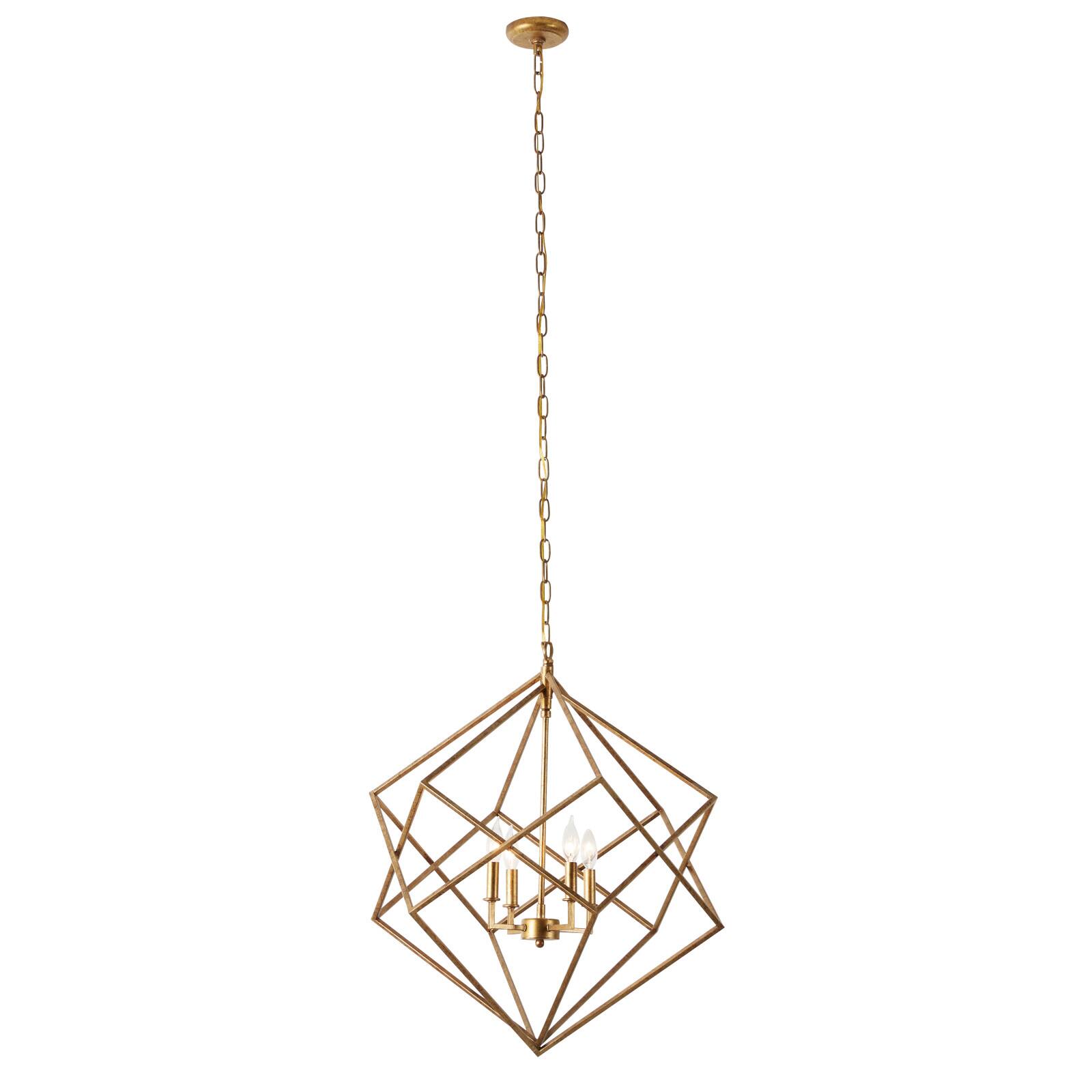 30" Gold Iron Modern Caged Chandelier