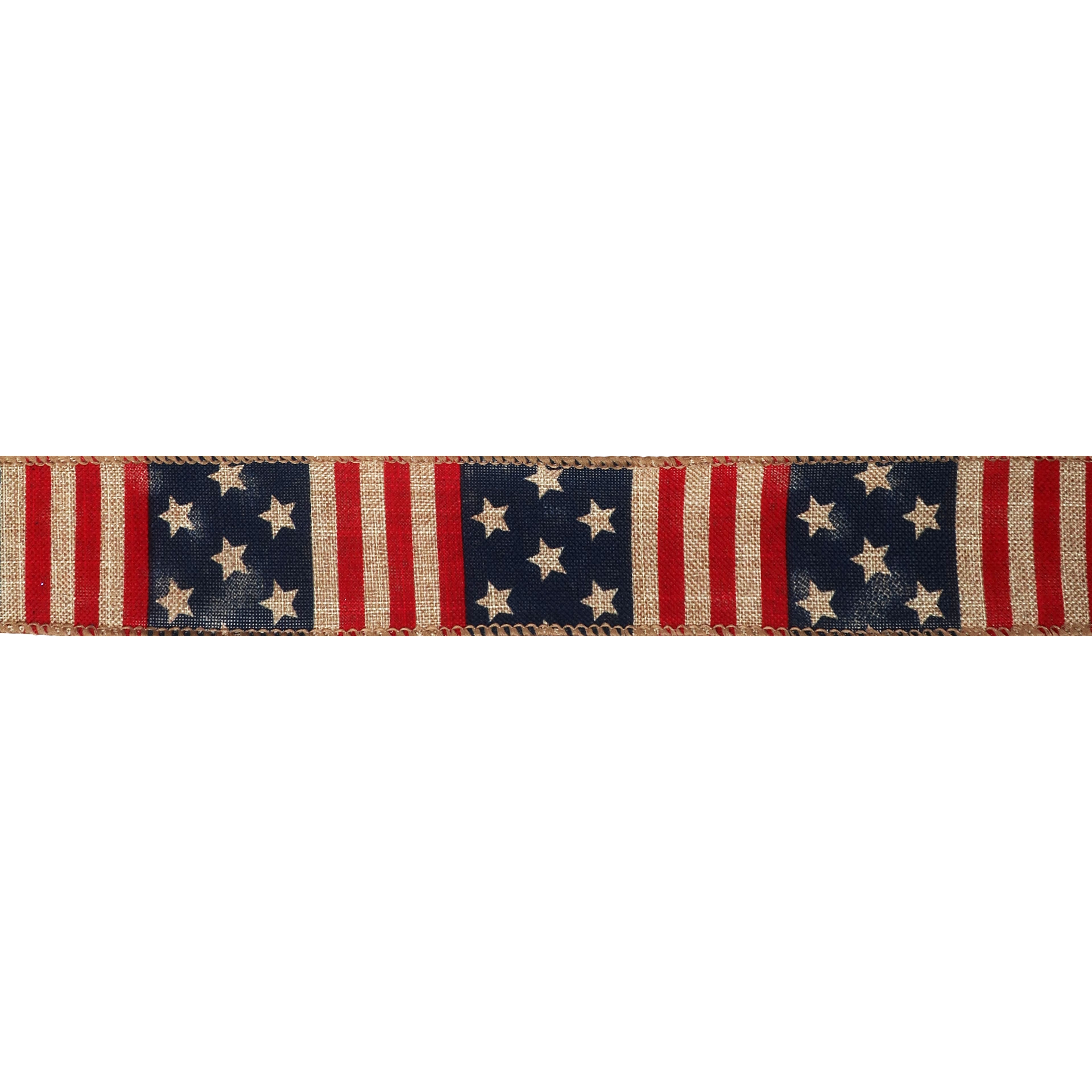 1.5&#x22; x 30ft. Faux Linen Wired Flag Ribbon by Celebrate It&#xAE; Red, White &#x26; Blue