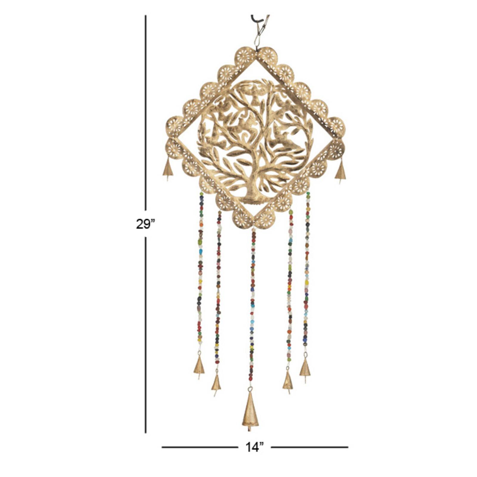 29&#x22; Gold Metal Tree Eclectic Windchime