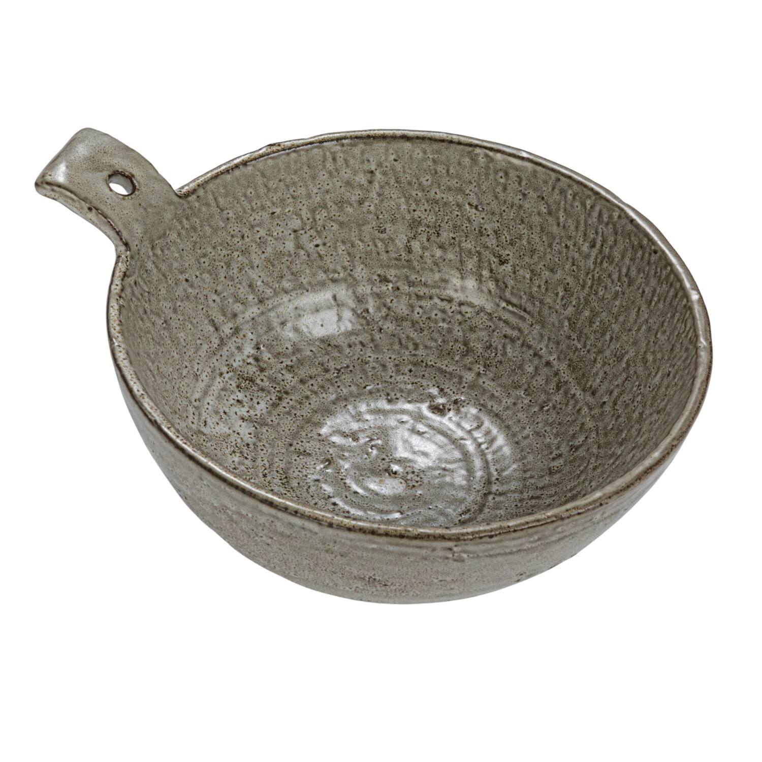 Hello Honey® 7.5" Cream Large Stoneware Bowl with Handle