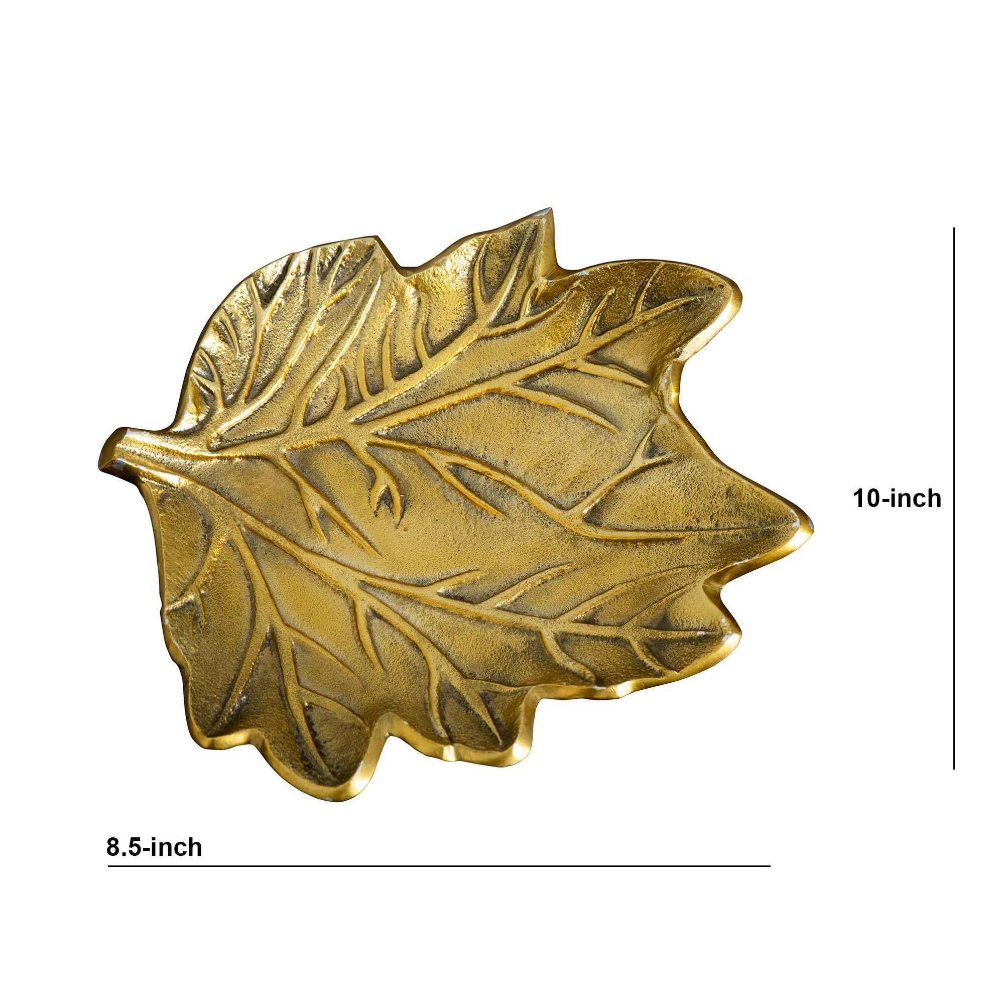 10&#x22; Gold Tree of Life Leaf Decorative Accent Tray