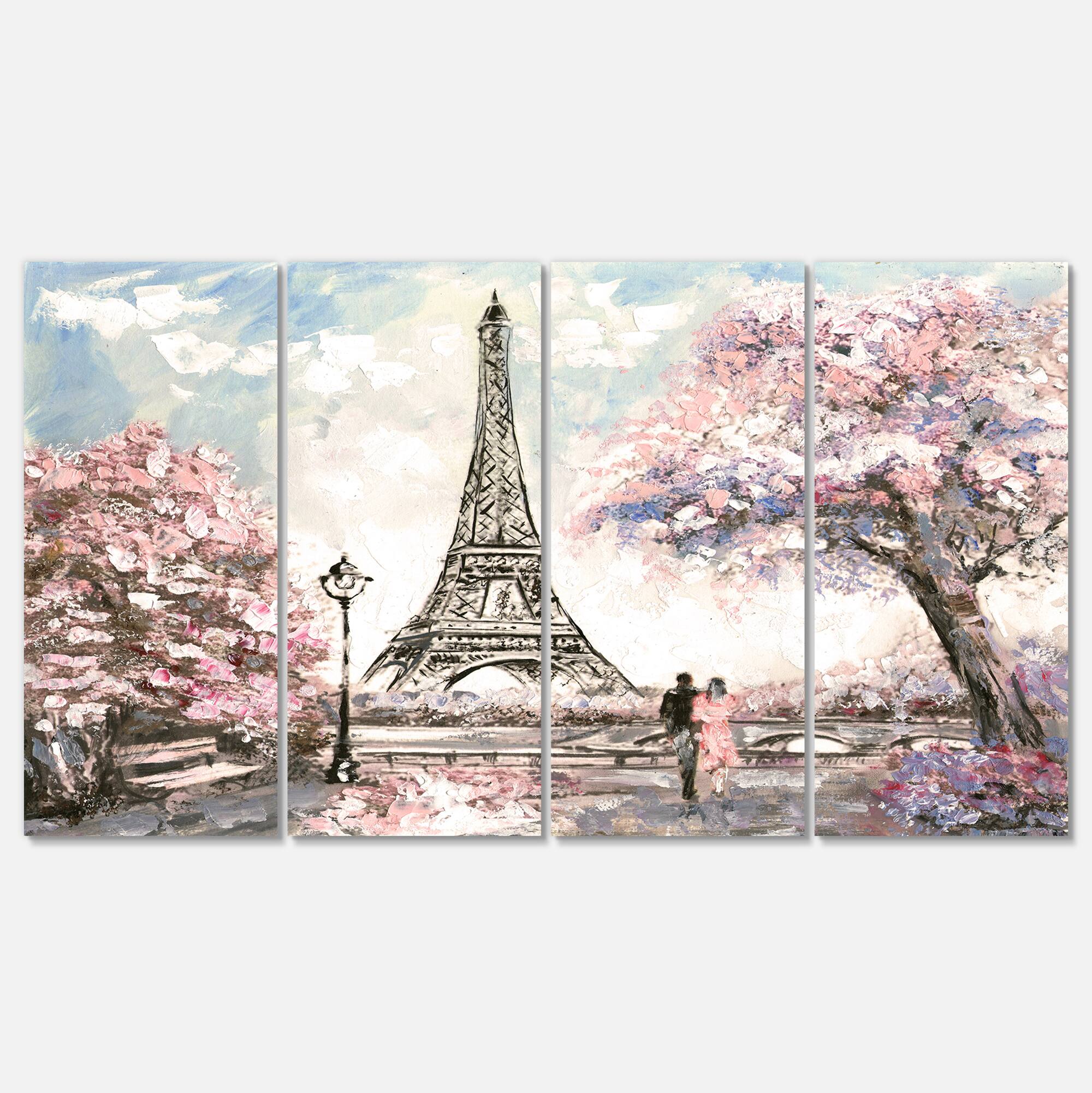 Designart - Eiffel with Pink Flowers