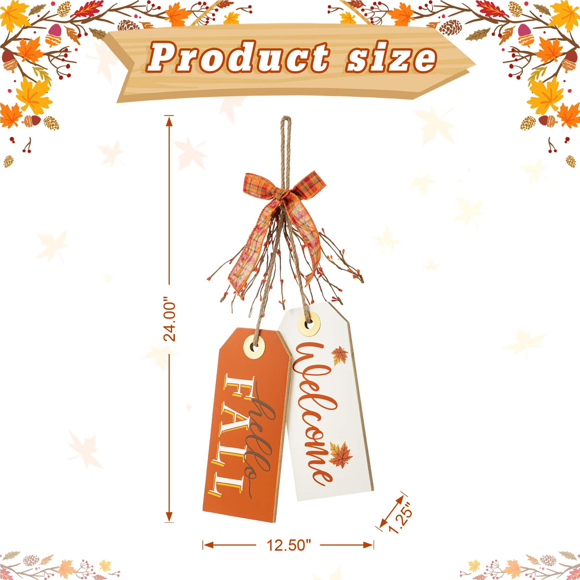 Glitzhome&#xAE; 24&#x22; Fall Wooden Door Hanger