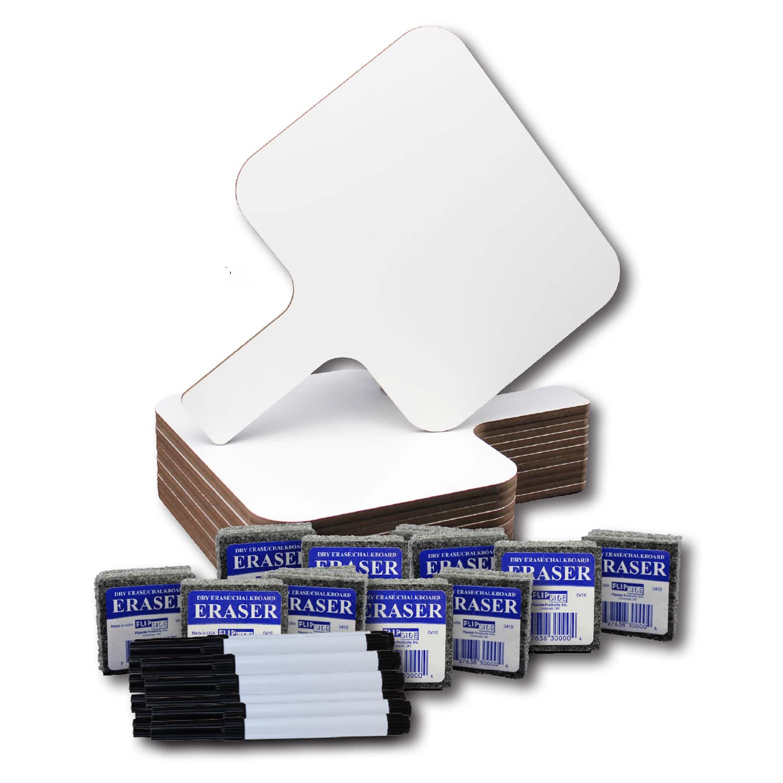 Flipside Dry Answer Rectangular Paddle, Pen & Eraser Kit, 12 Sets