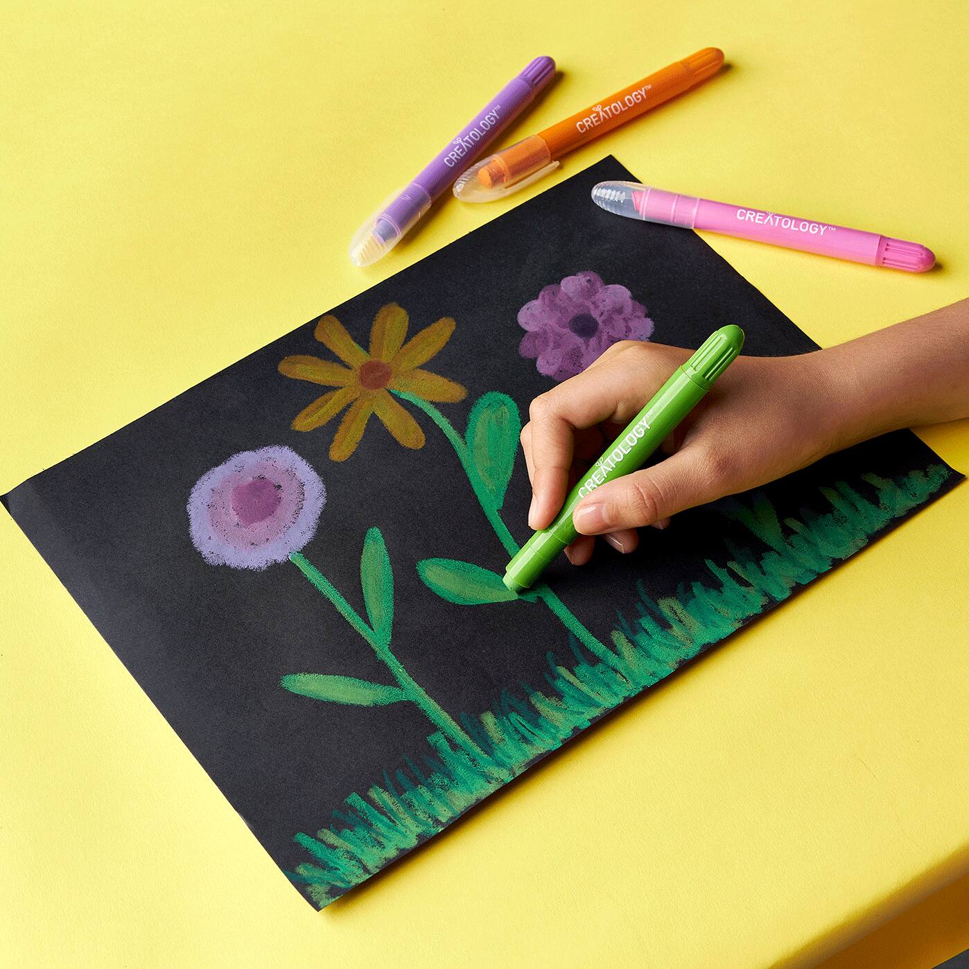 Silky Crayon Flower Artwork, Projects