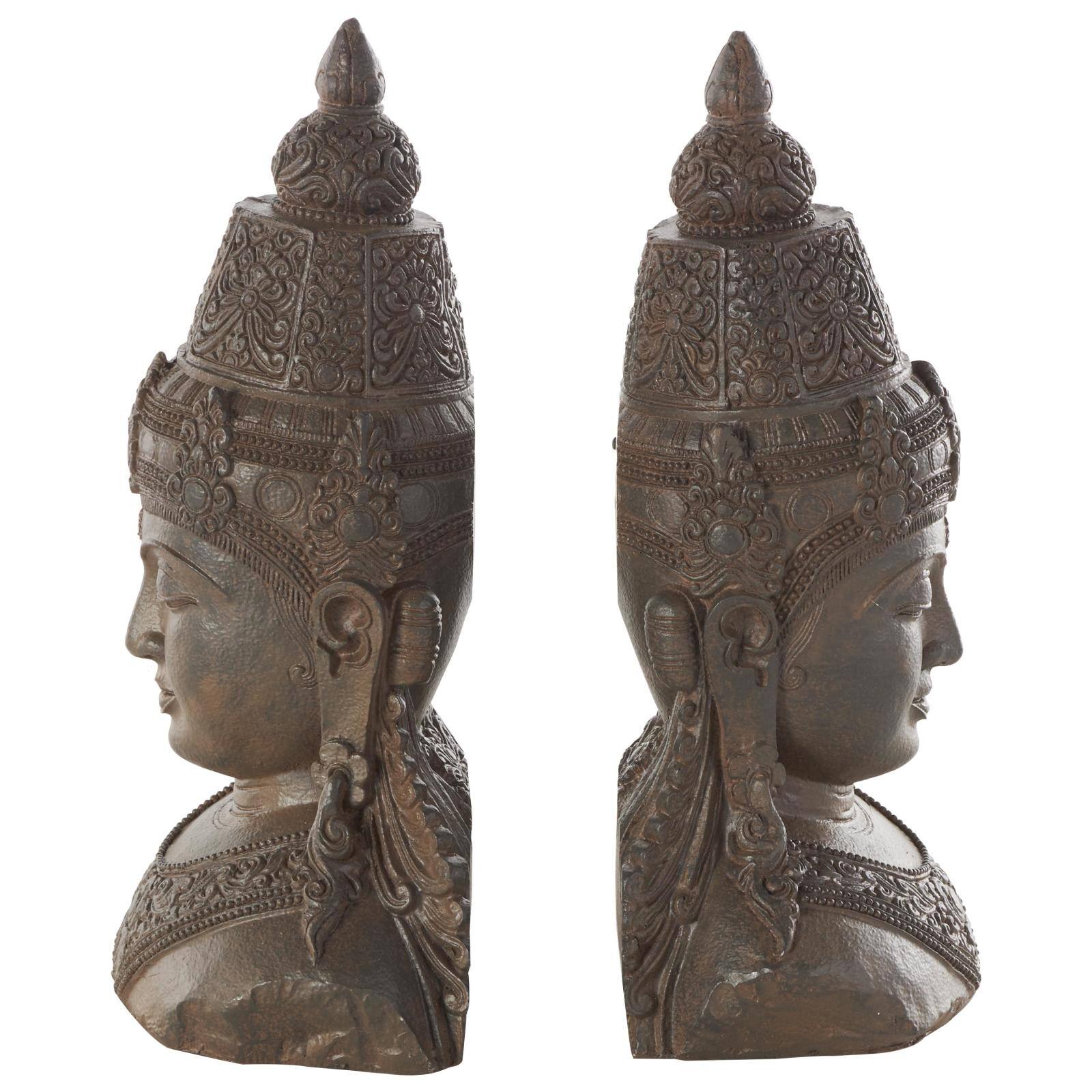 11" Bronze Buddha Weathered Decorative Bookend Set