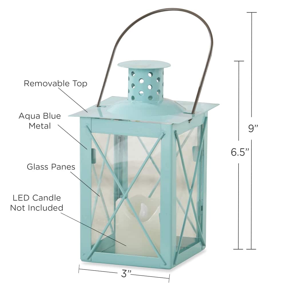 Kate Aspen® Medium Luminous Blue Lantern Tea Light Holder