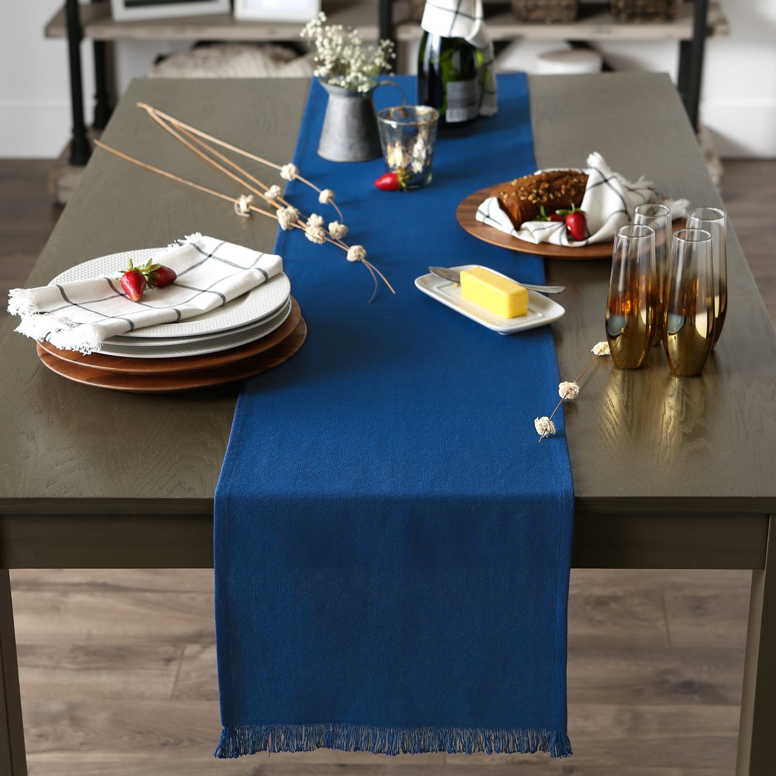 DII® 108" Solid Heavyweight Fringed Table Runner
