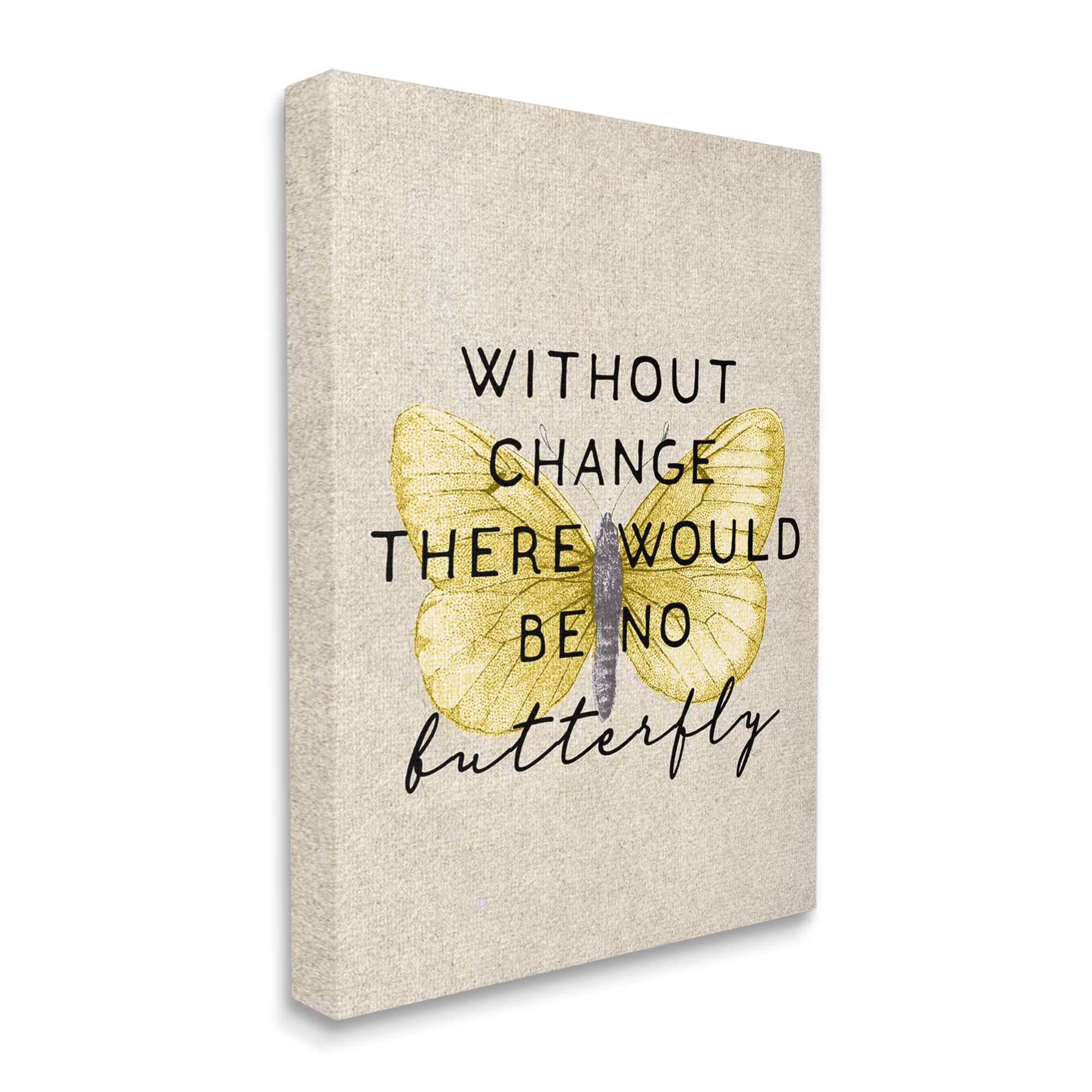 Stupell Industries Without Change There'd Be No Butterfly Quote Vintage Wings Canvas Wall Art