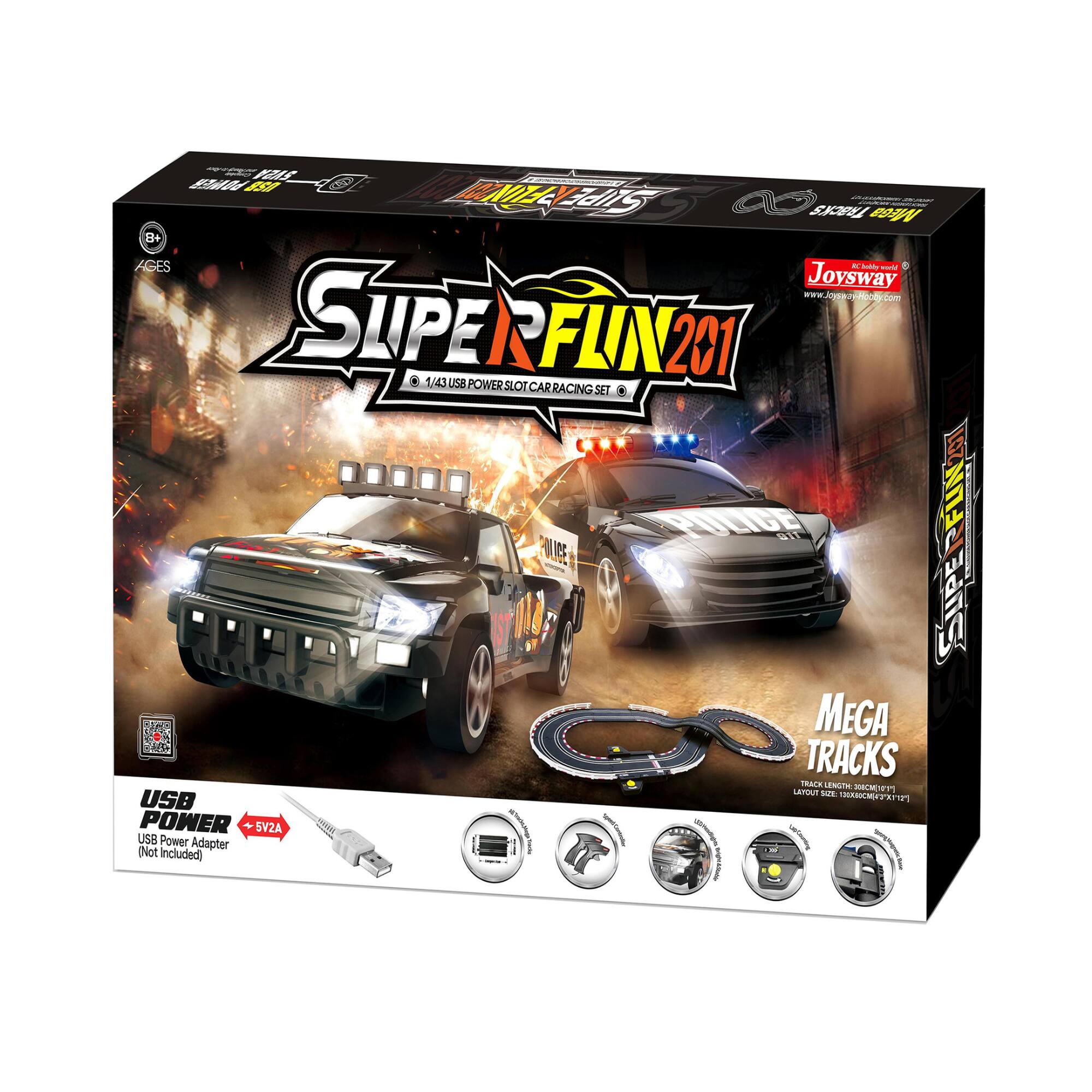 Joysway® SuperFun 201 USB Power Slot Car Racing Set