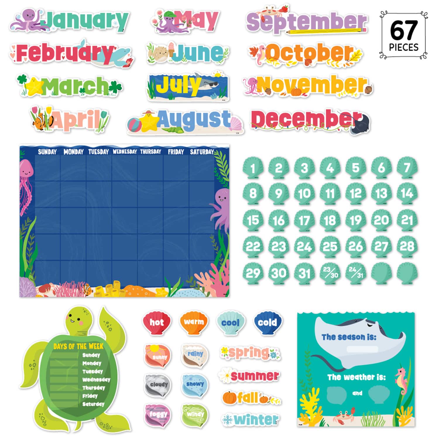 Creative Teaching Press® Sea Friends Calendar Set Bulletin Board Set