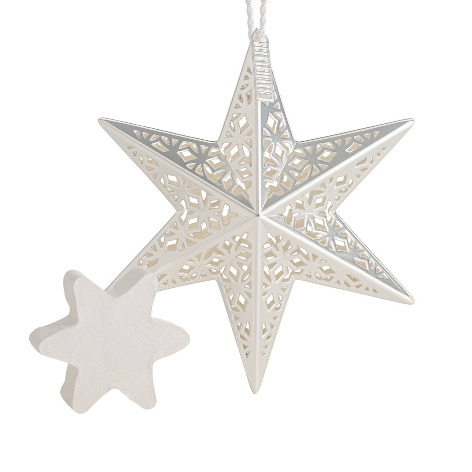 Scentsicles® Metal White Star Decorative Ornament with White Winter Fir Refill