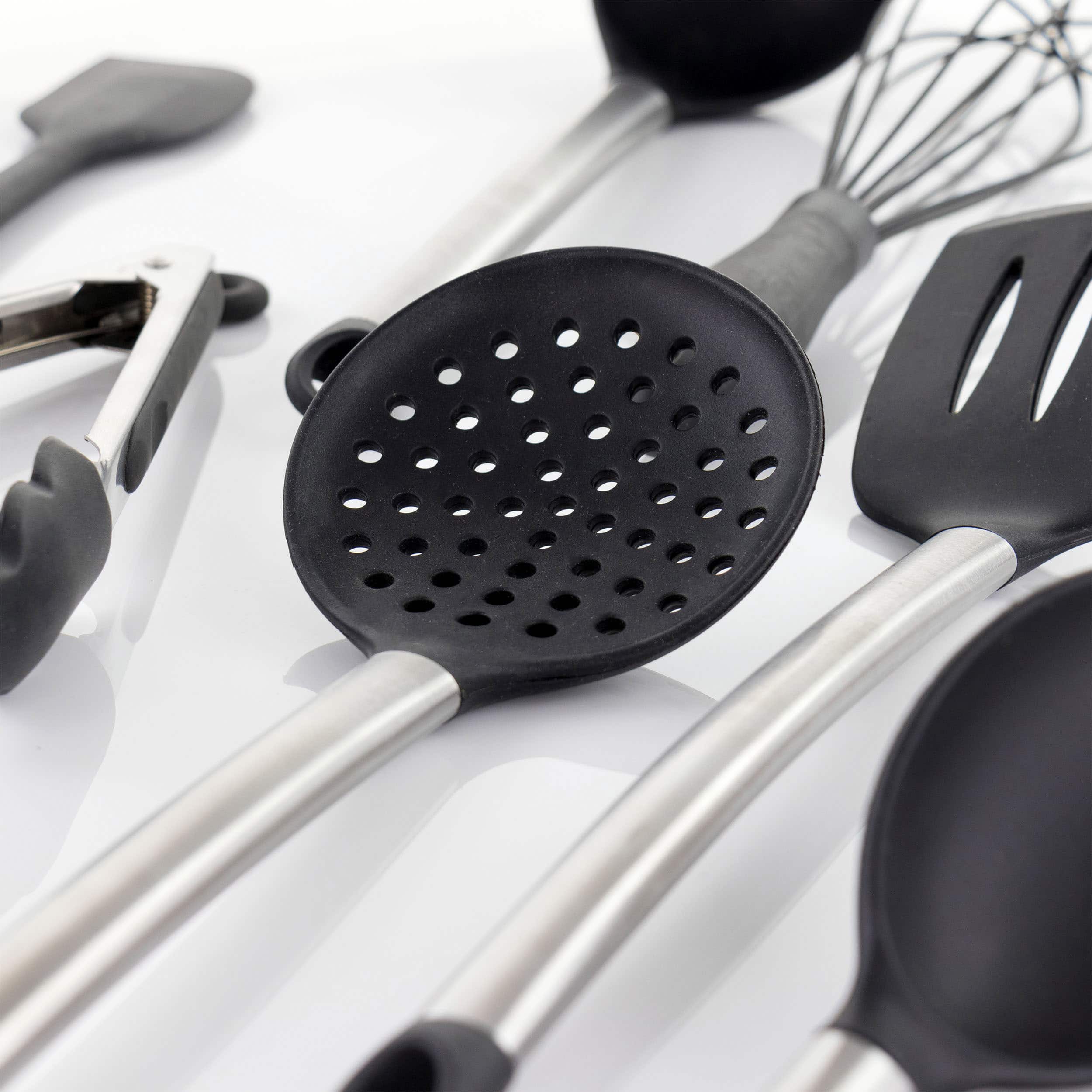 MegaChef Gray Silicone & Stainless Steel Cooking Utensils Set, 14ct.