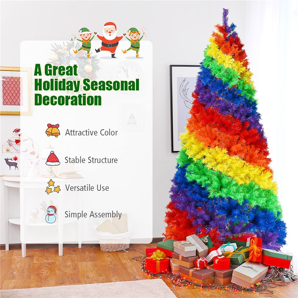 Costway 7ft. Unlit Rainbow Full Fir Artificial Christmas Tree
