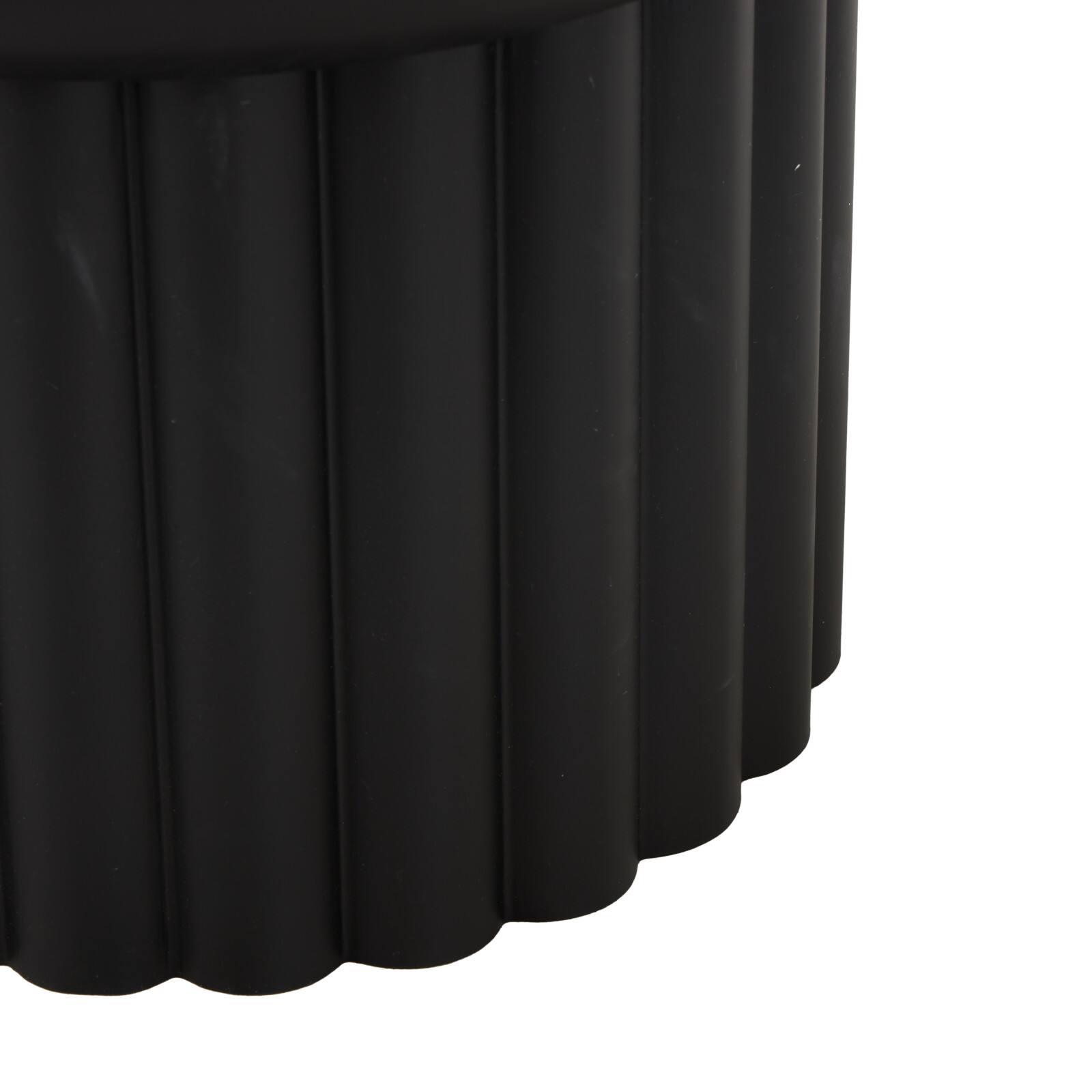 18.75" Black Metal Ribbed Side End Accent Table with White Marble Tabletop