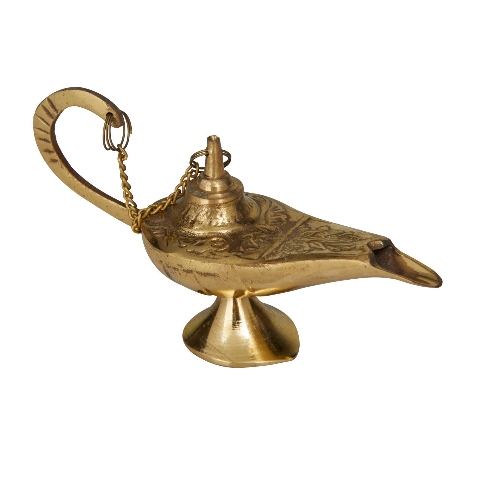Set of 3 Indian Vintage Brass Vases with Aladin Lamp