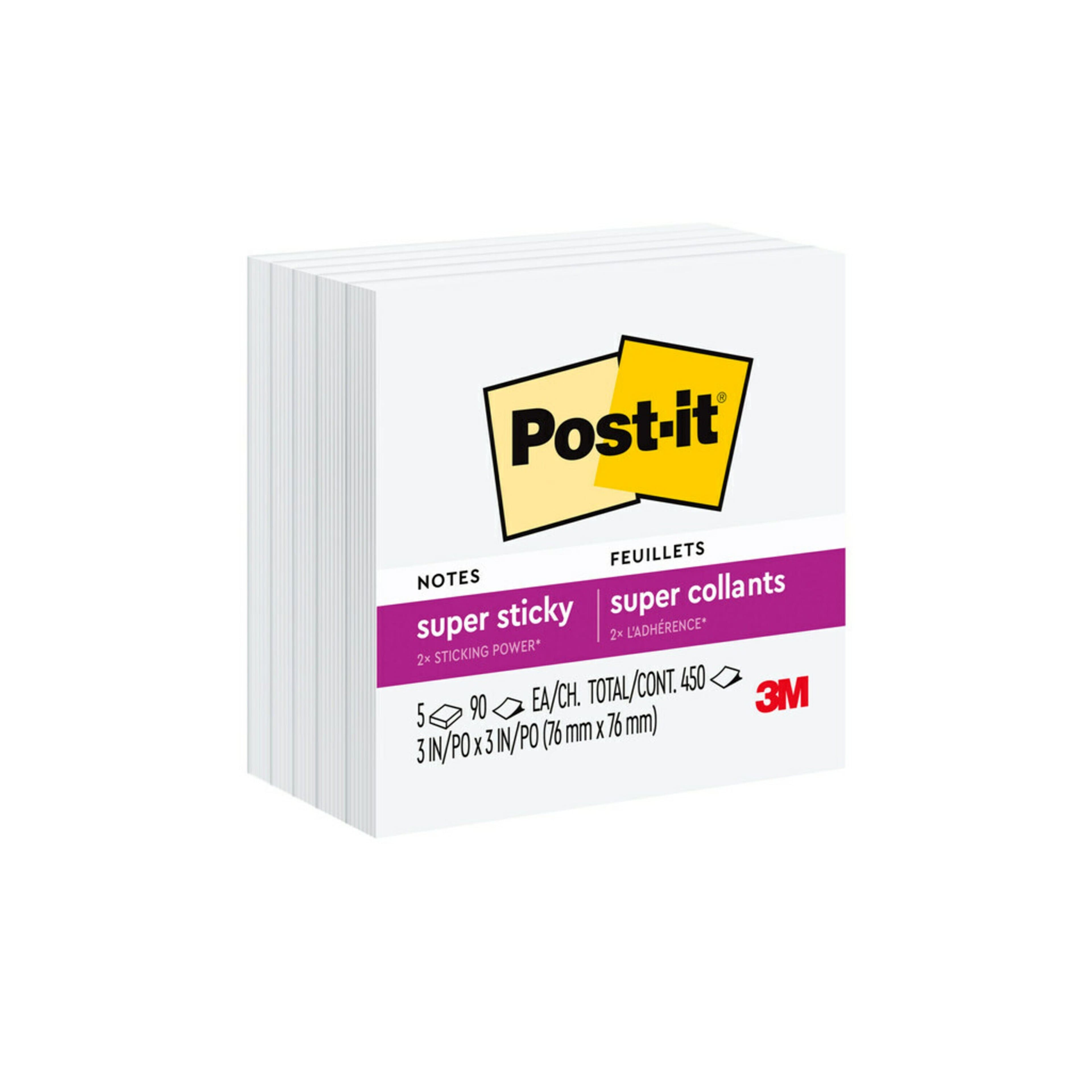 Post-it® 3" x 3" Super Sticky Notes, 5 Pack