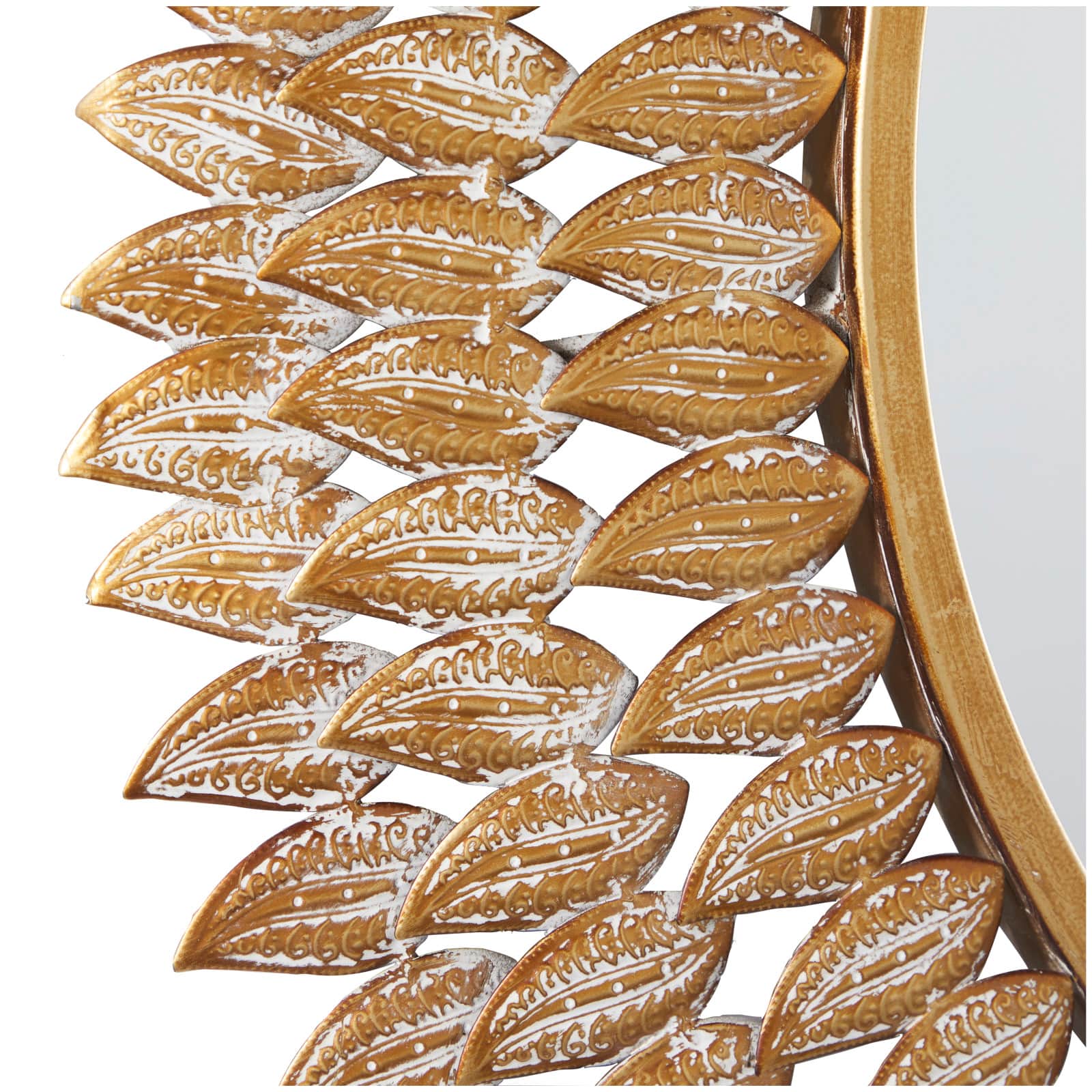 Gold Metal Radial Leaf Wall Mirror 32&#x22; x 1&#x22; x 32&#x22;