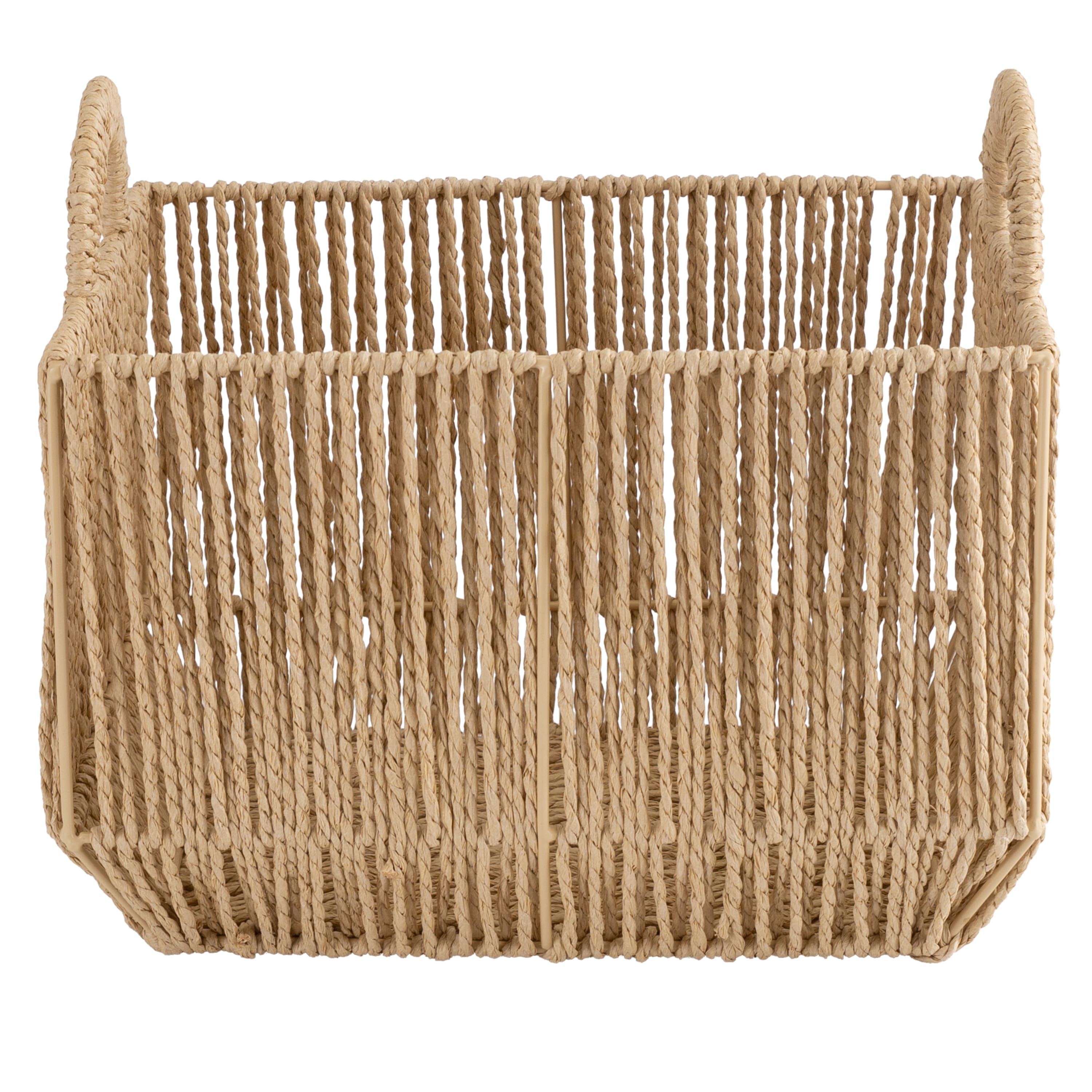 Simplify Large Vertical Weave Storage Basket with Round Handles