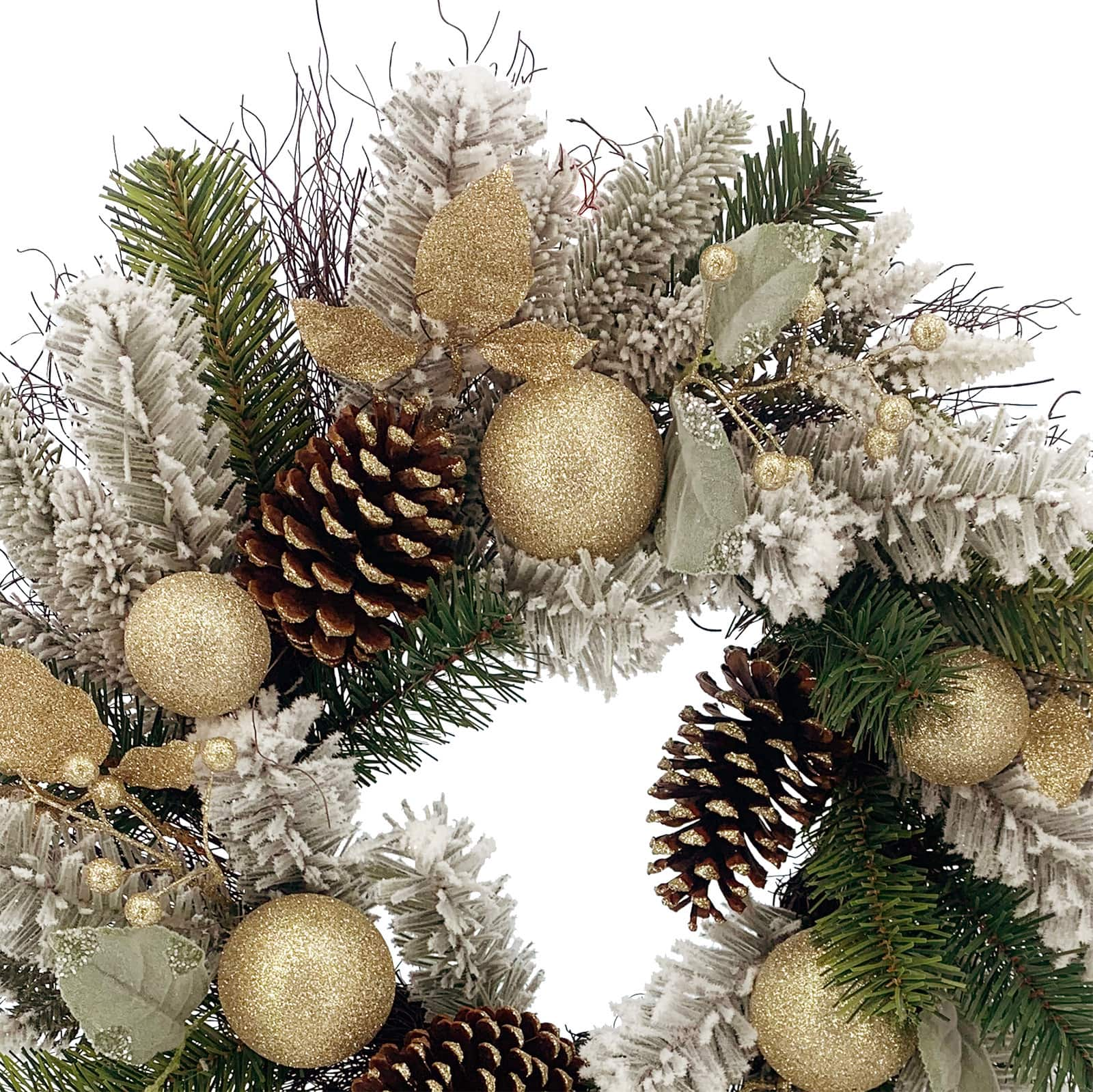 24&#x22; Pine Leaf &#x26; Gold Ornament Wreath by Ashland&#xAE;