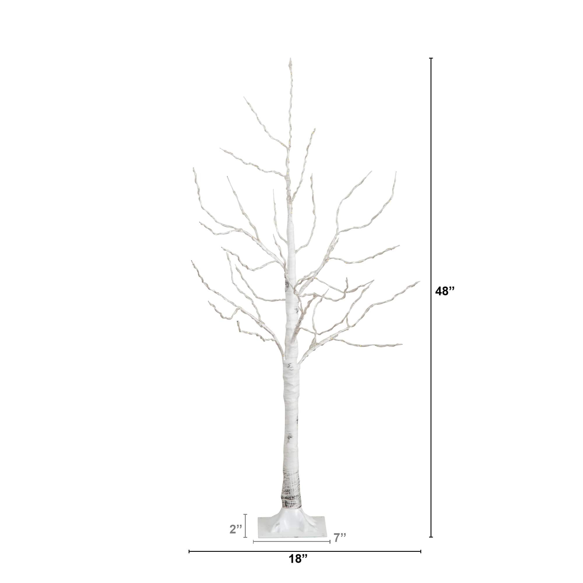 4ft. Pre-Lit White Birch Artificial Christmas Tree, Warm White LED Lights