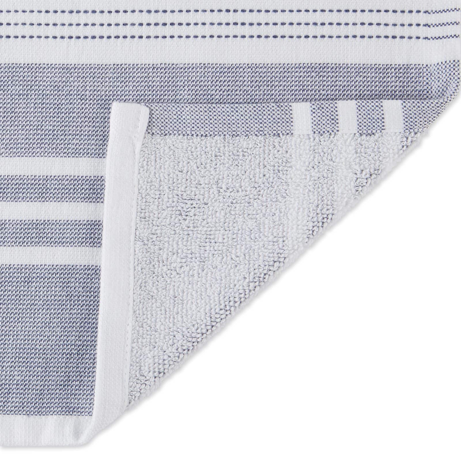 DII® French Blue Variegated Stripe Terry Dishtowels, 3ct.