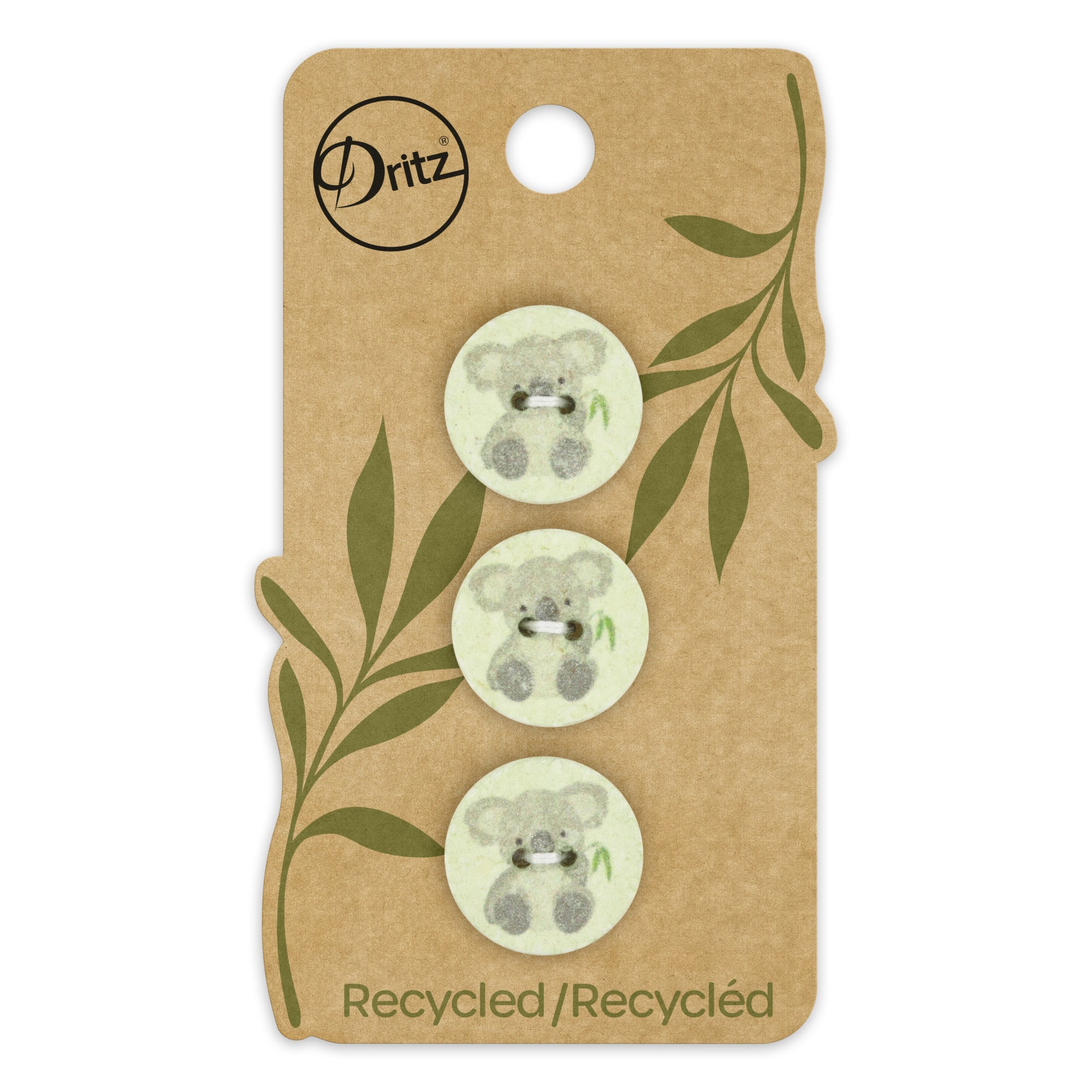 Dritz&#xAE; 18mm Recycled Cotton Koala Button, 9ct.