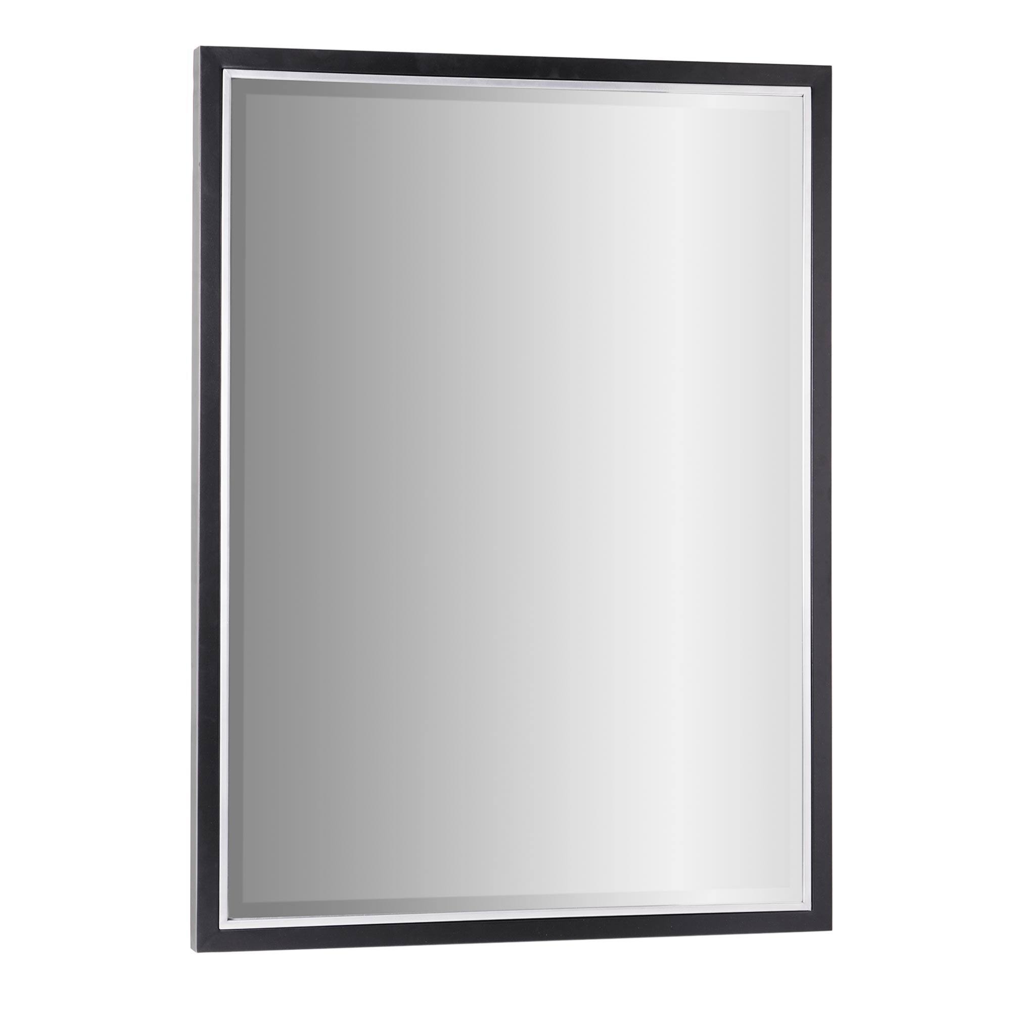 Brushed Black/Chrome Metal Framed Beveled Edge Wall Mirror - 30" x 40"