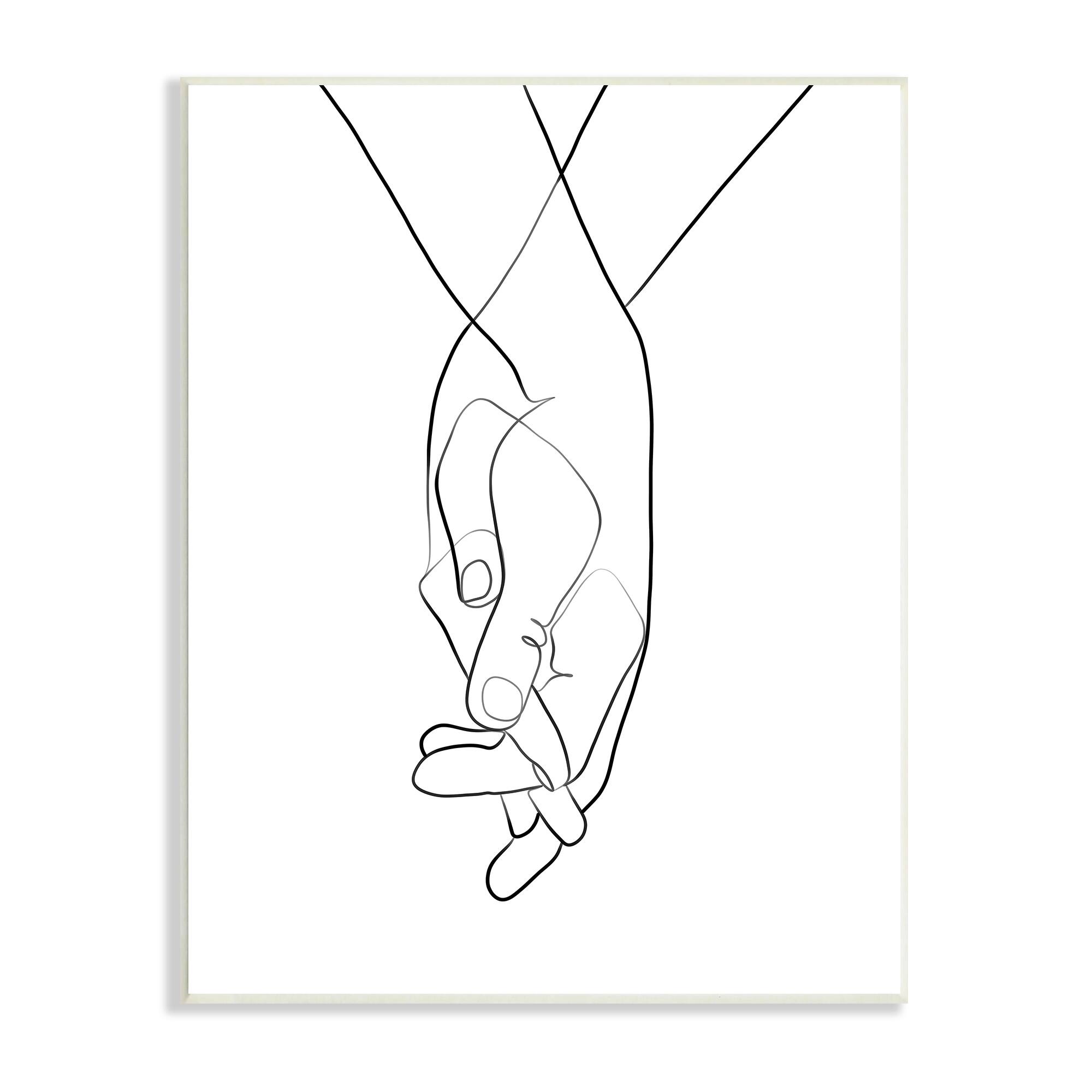 Stupell Industries Hands Intertwined Romantic Gesture Minimal Linework Wall Plaque