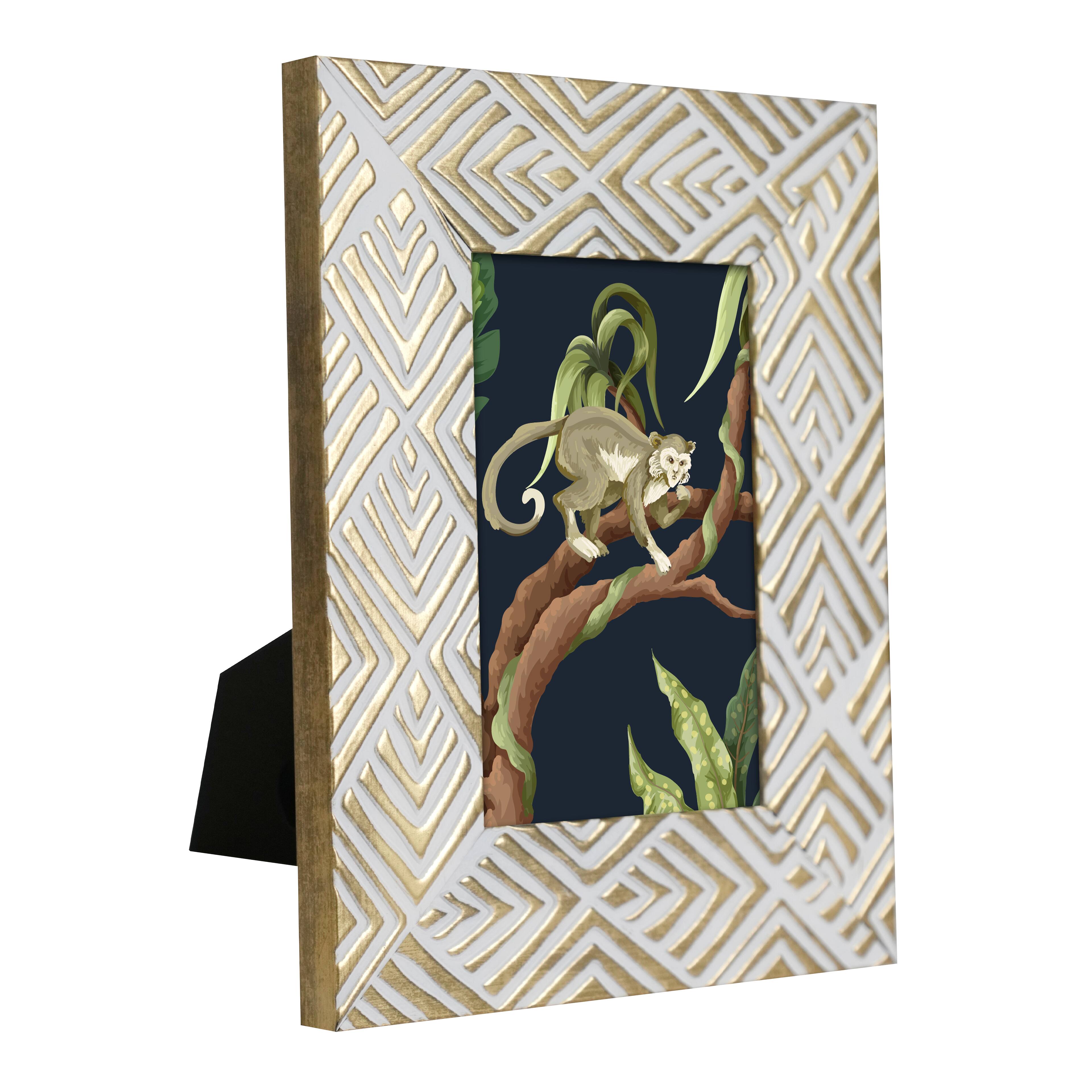 Safari 4" x 6" White & Gold Rhombus Embossed Frame by Ashland®