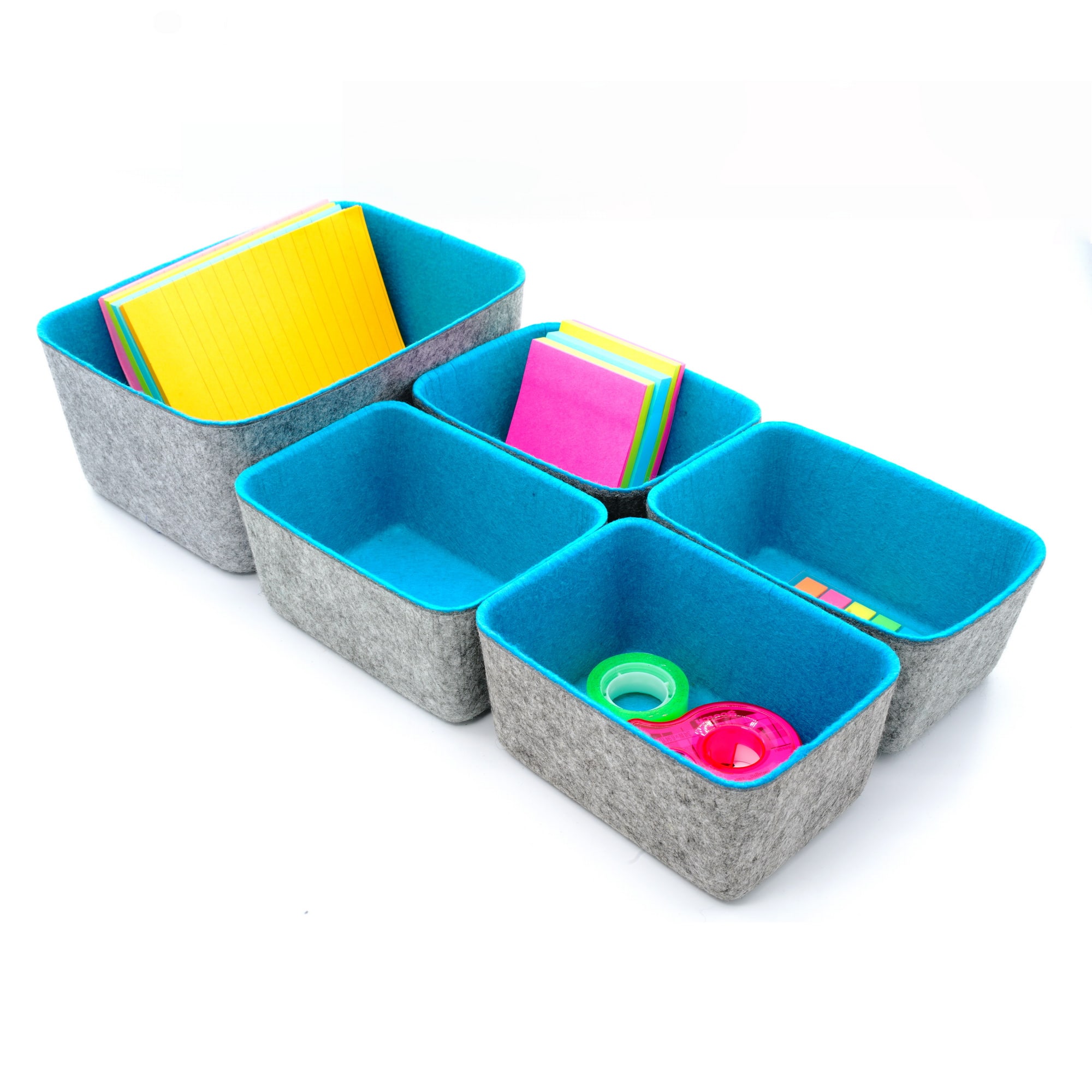 Welaxy Felt 5 Piece Drawer Organizer Bins