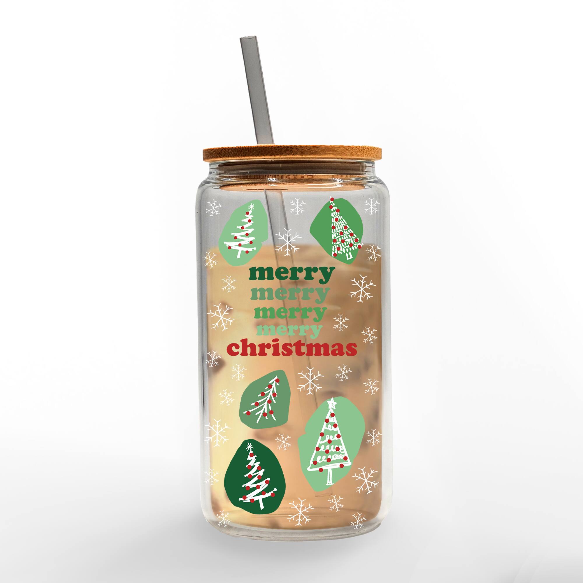 16oz. Merry Merry Merry Glass Can Tumbler