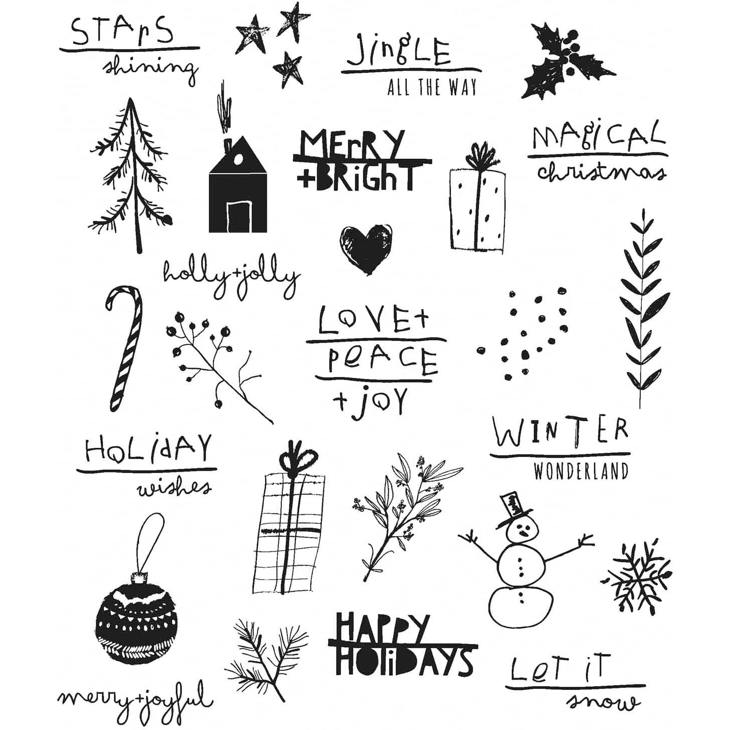 Stampers Anonymous Tim Holtz&#xAE; Seasonal Scribbles Cling Stamps